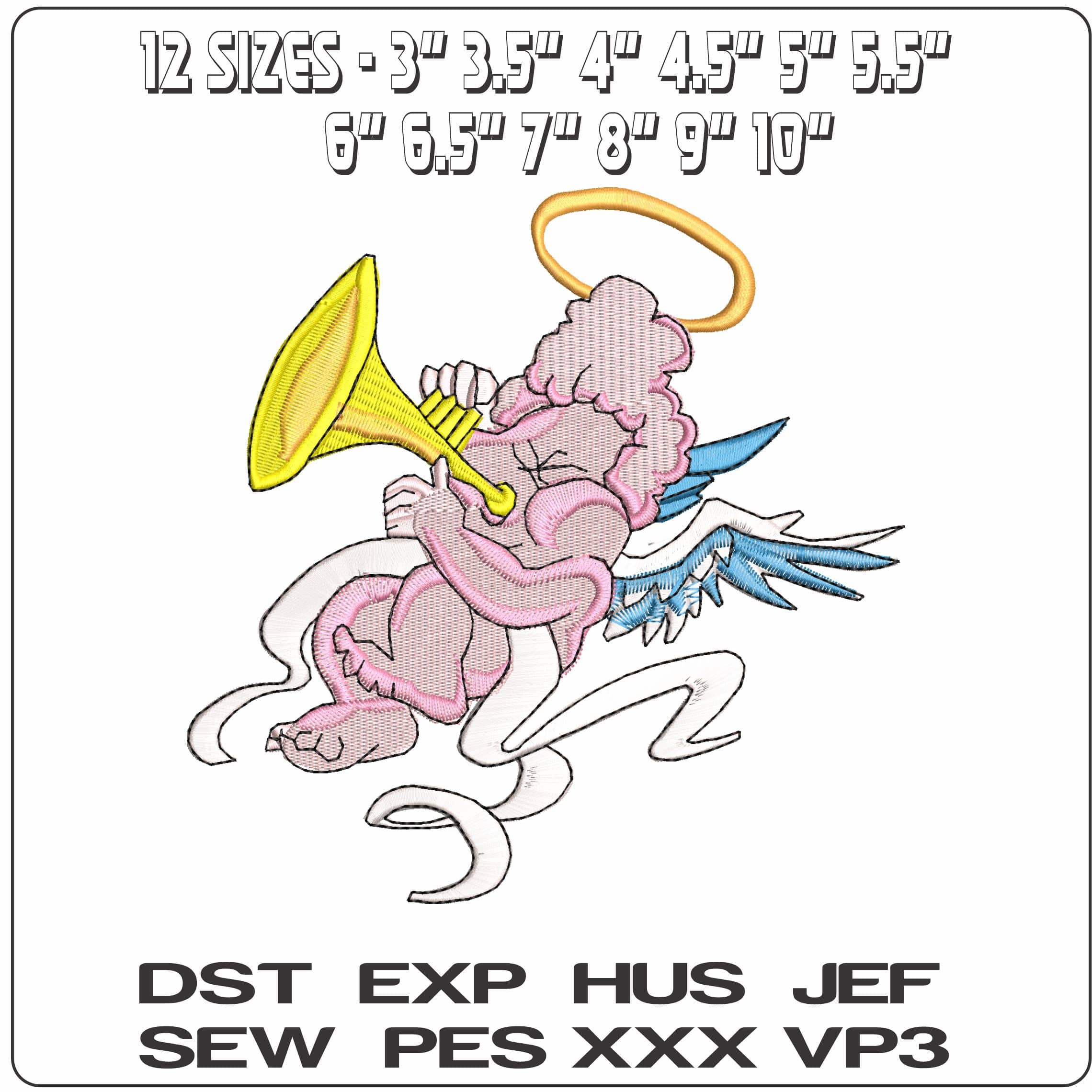 Angel Playing Trumpet  - Elegant embroidery design file - instant download — view 2