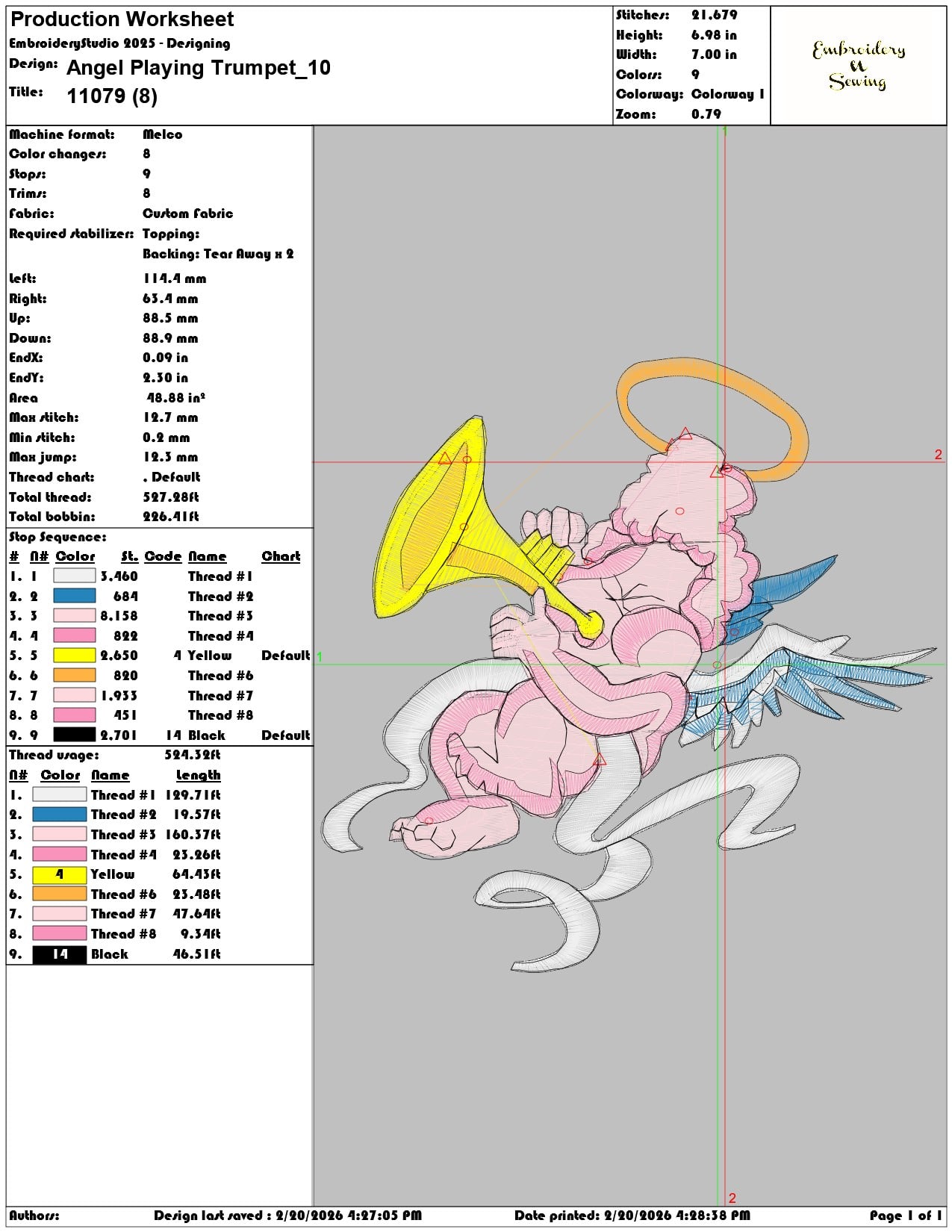 Angel Playing Trumpet  - Elegant embroidery design file - instant download — view 3