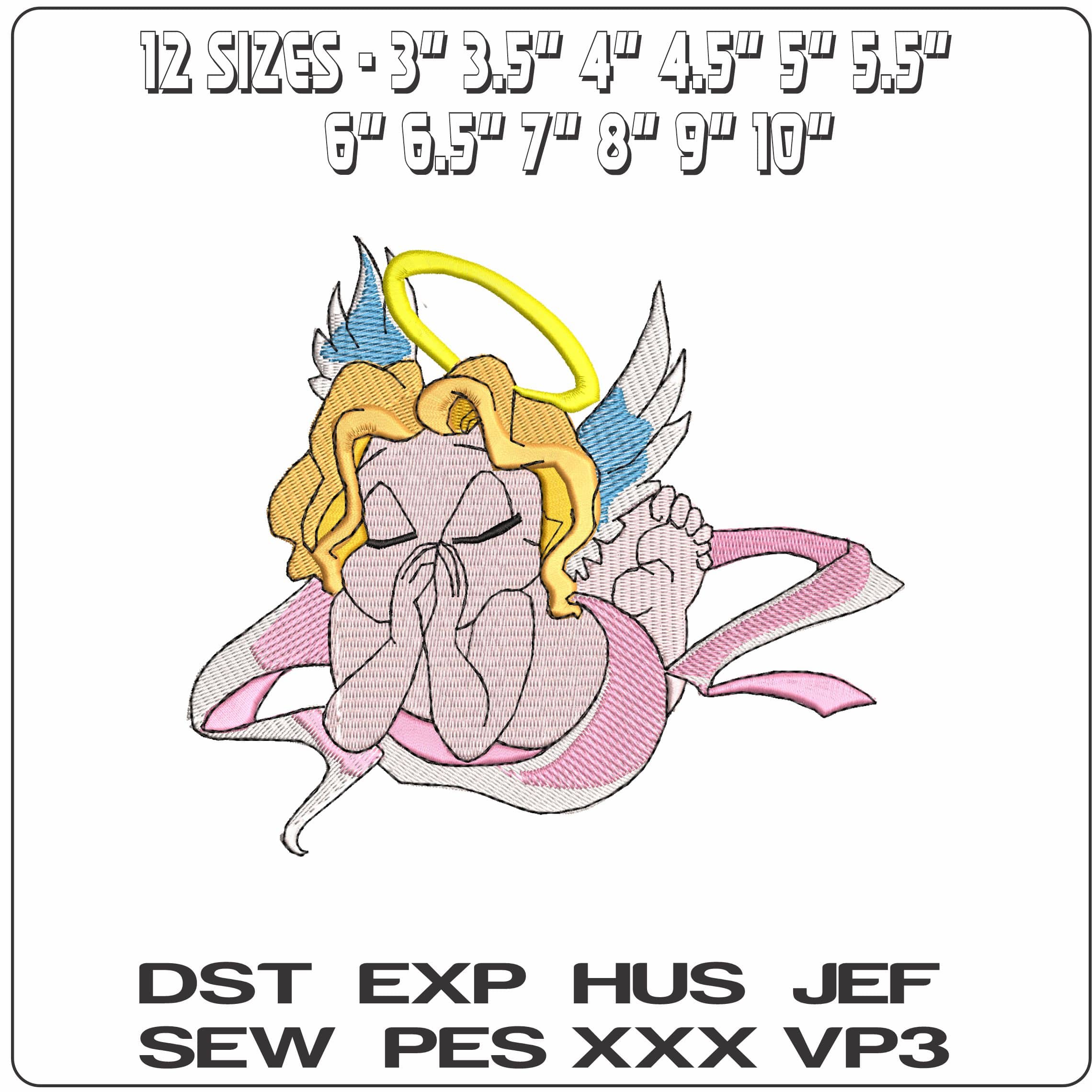 Angel Praying  - Elegant embroidery design file - instant download — view 2