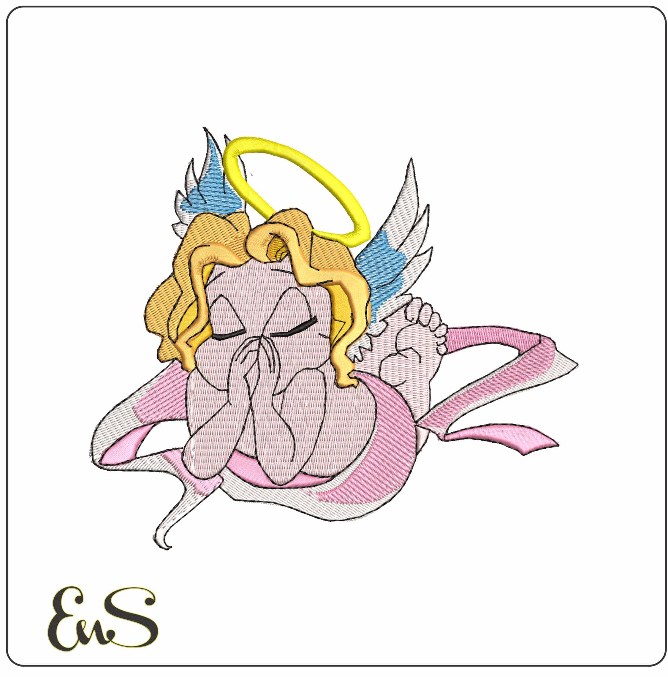 Angel Praying  - Elegant embroidery design file - instant download