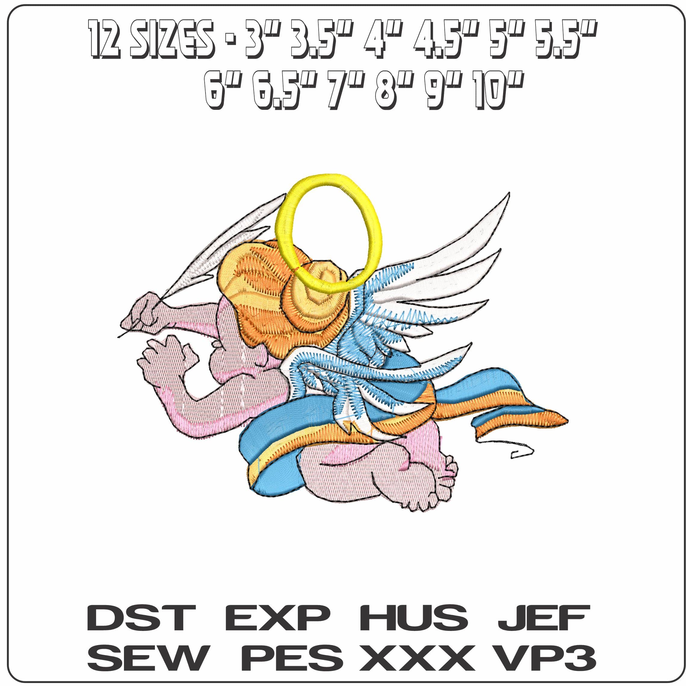 Angel writing with Feather  - Elegant embroidery design file - instant download — view 2