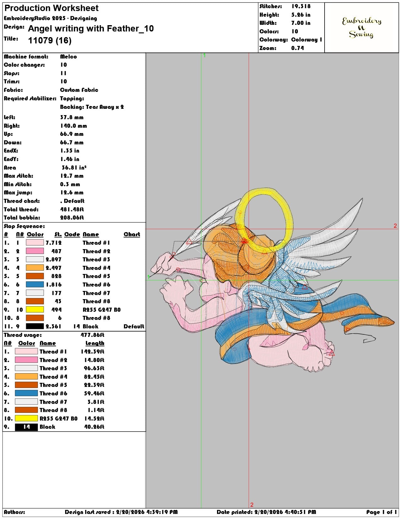 Angel writing with Feather  - Elegant embroidery design file - instant download — view 3