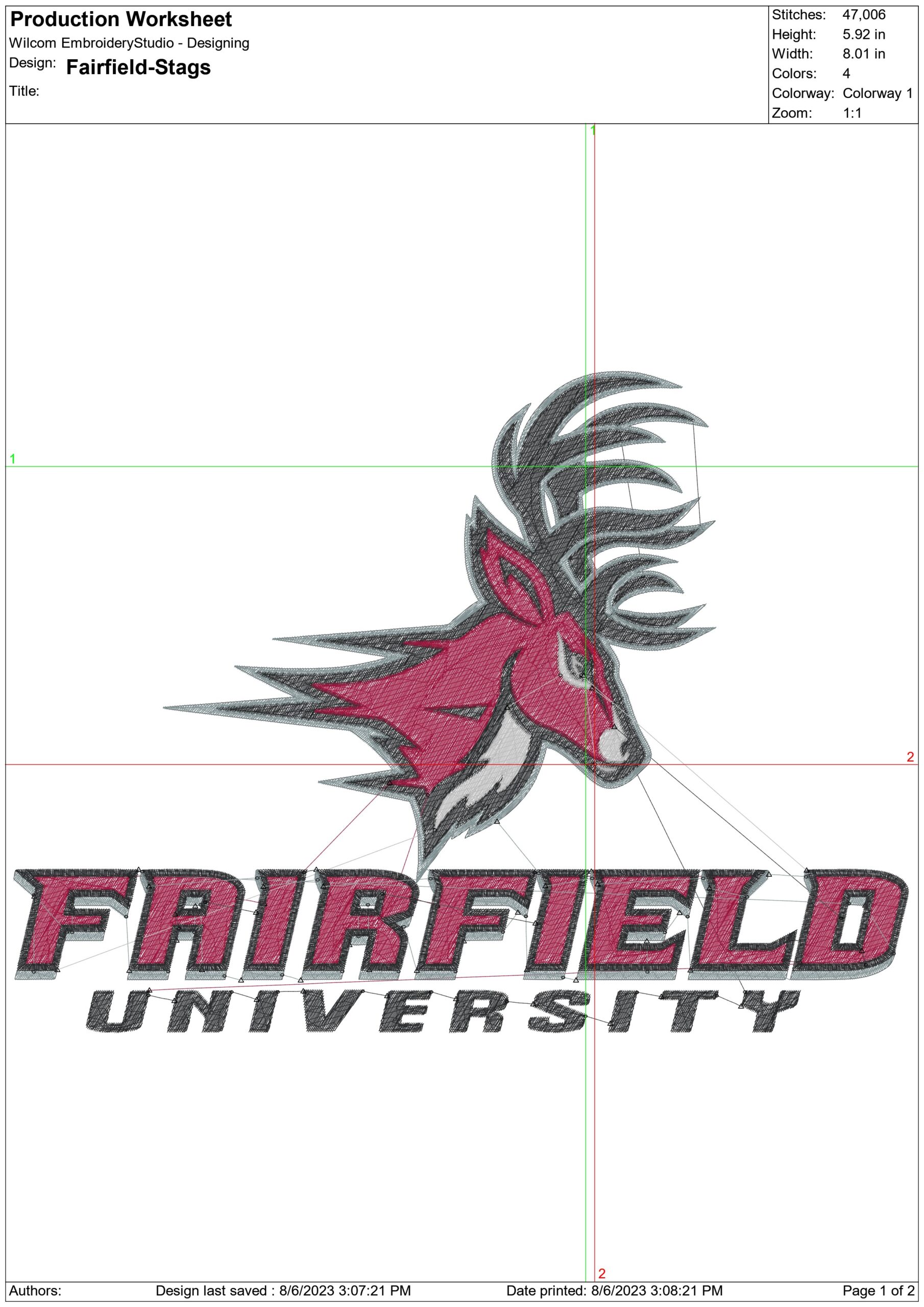 Fairfield Stags embroidery design - Fairfield University, Connecticut embroidery machine pattern embroidery file - instant download — view 2