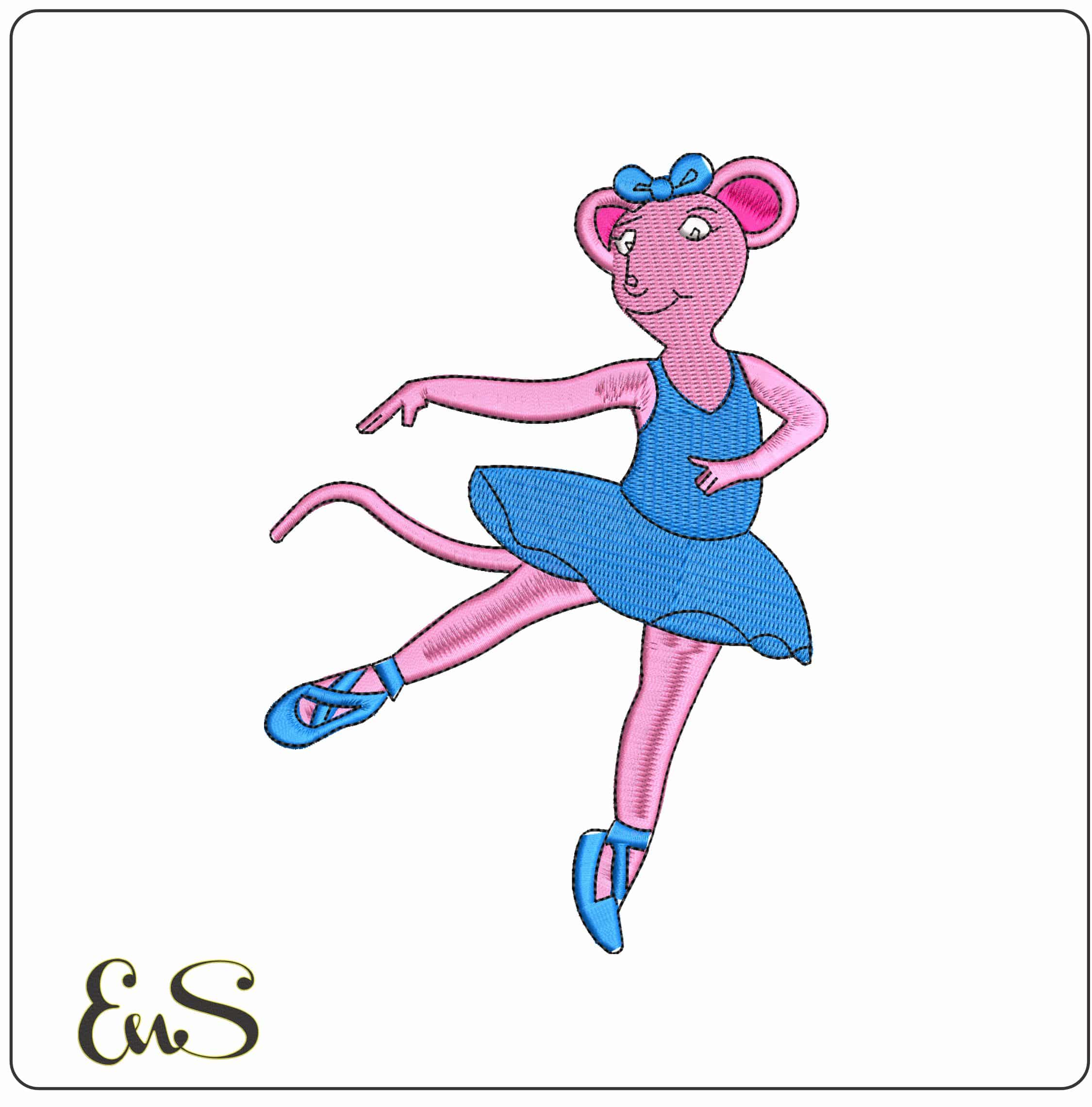 Angelina Ballerina Children Cartoon  - Elegant embroidery design file - instant download