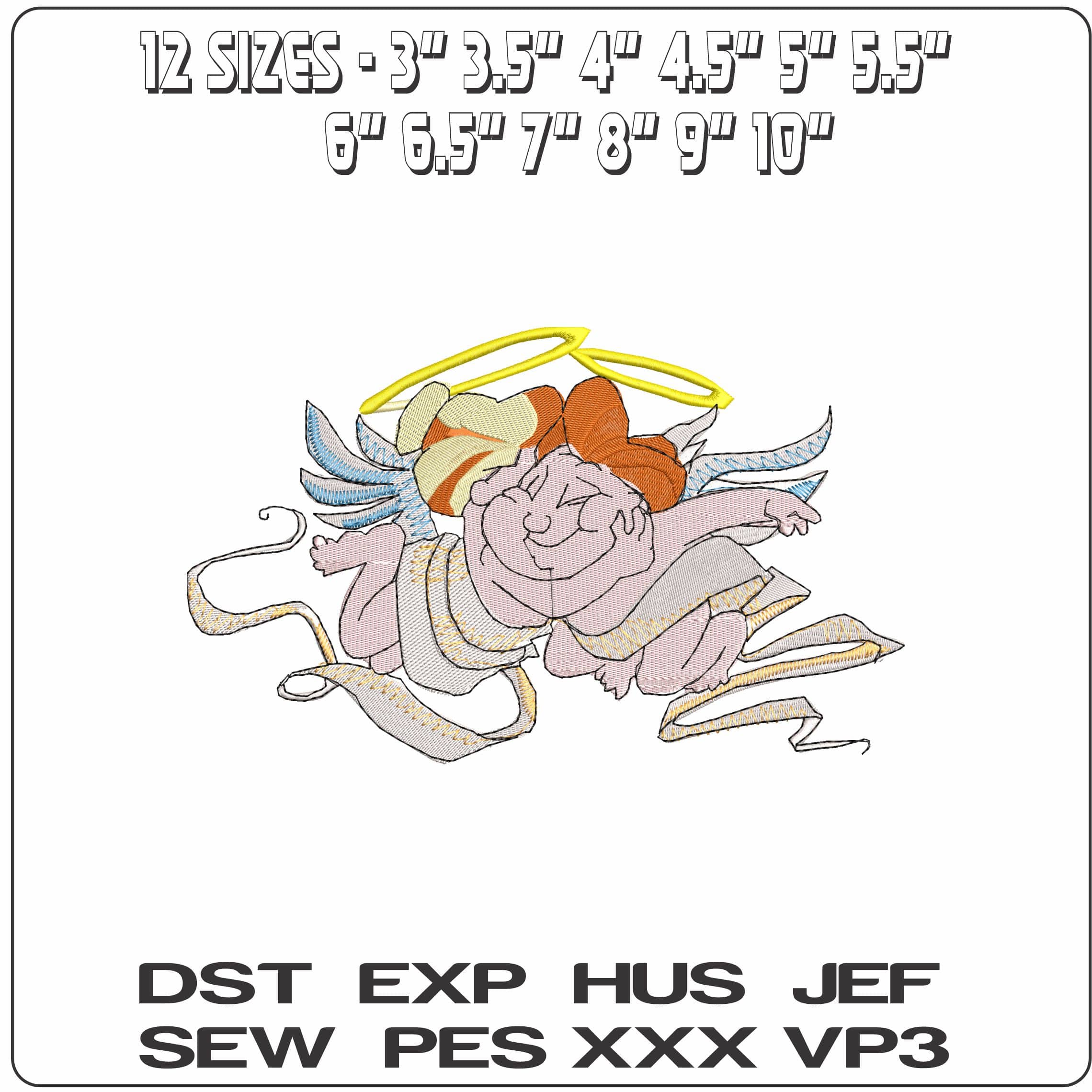 Angels in Love  - Elegant embroidery design file - instant download — view 2