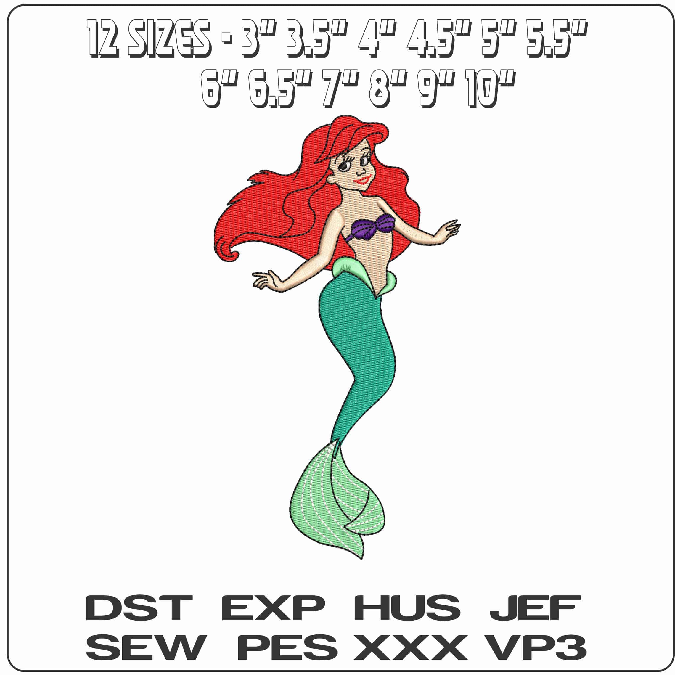 Ariel Mermaid The Little Mermaid  - Elegant embroidery design file - instant download — view 2