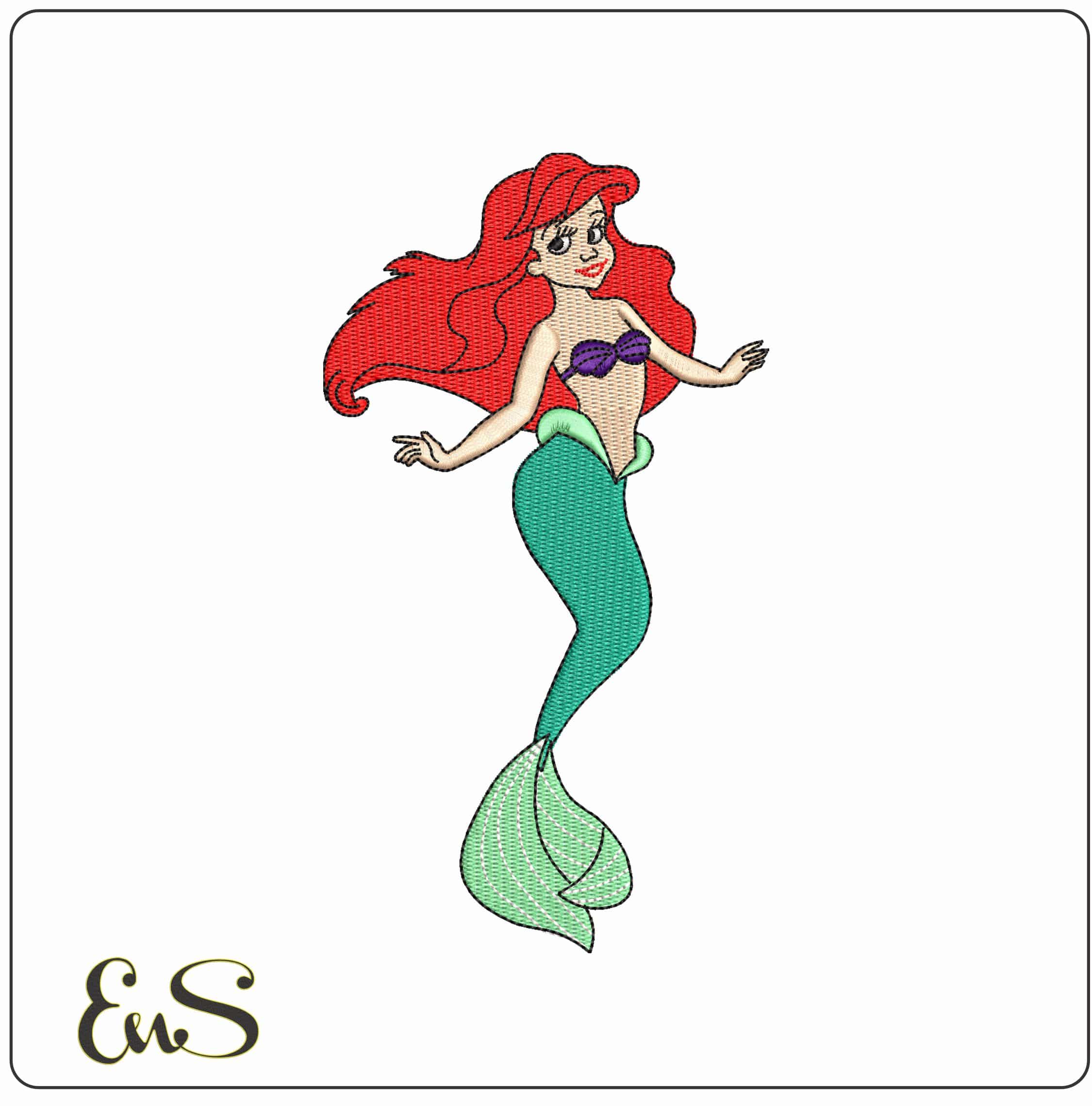 Ariel Mermaid The Little Mermaid  - Elegant embroidery design file - instant download