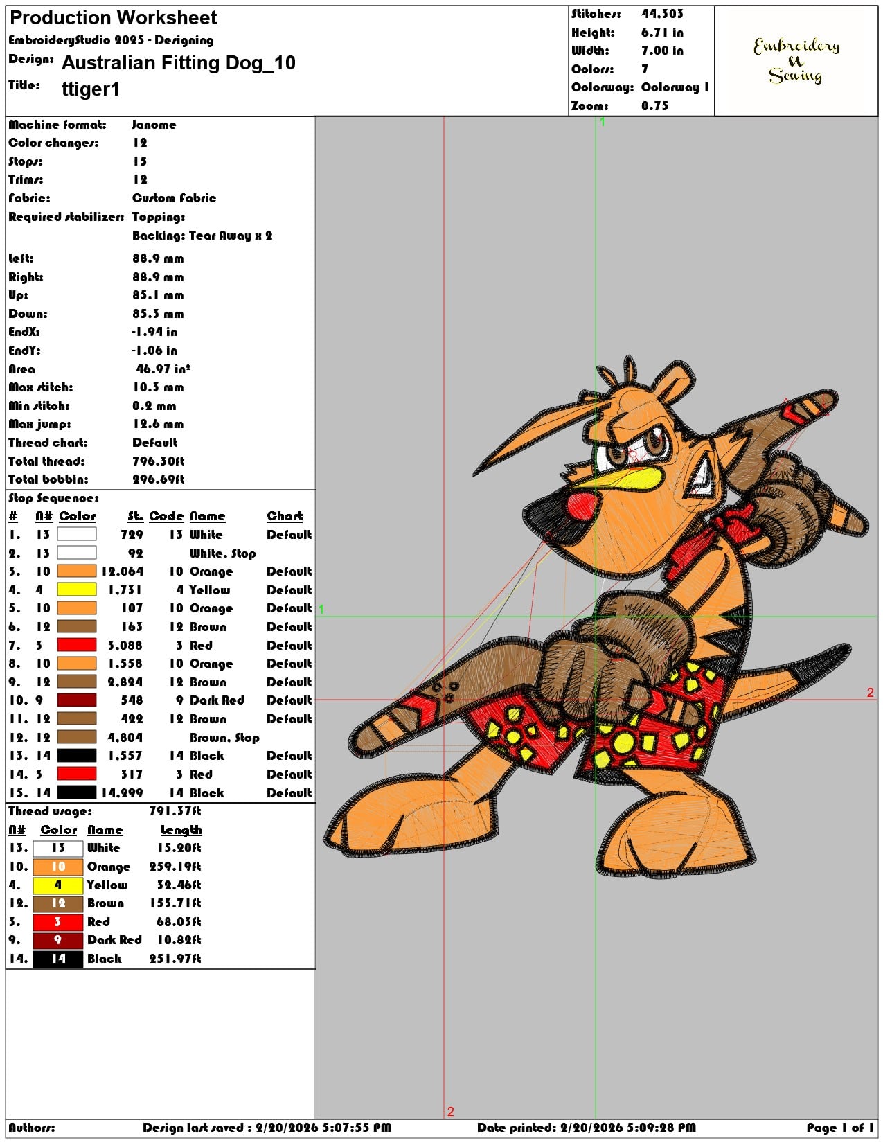 Australian Fitting Dog  - Elegant embroidery design file - instant download — view 3