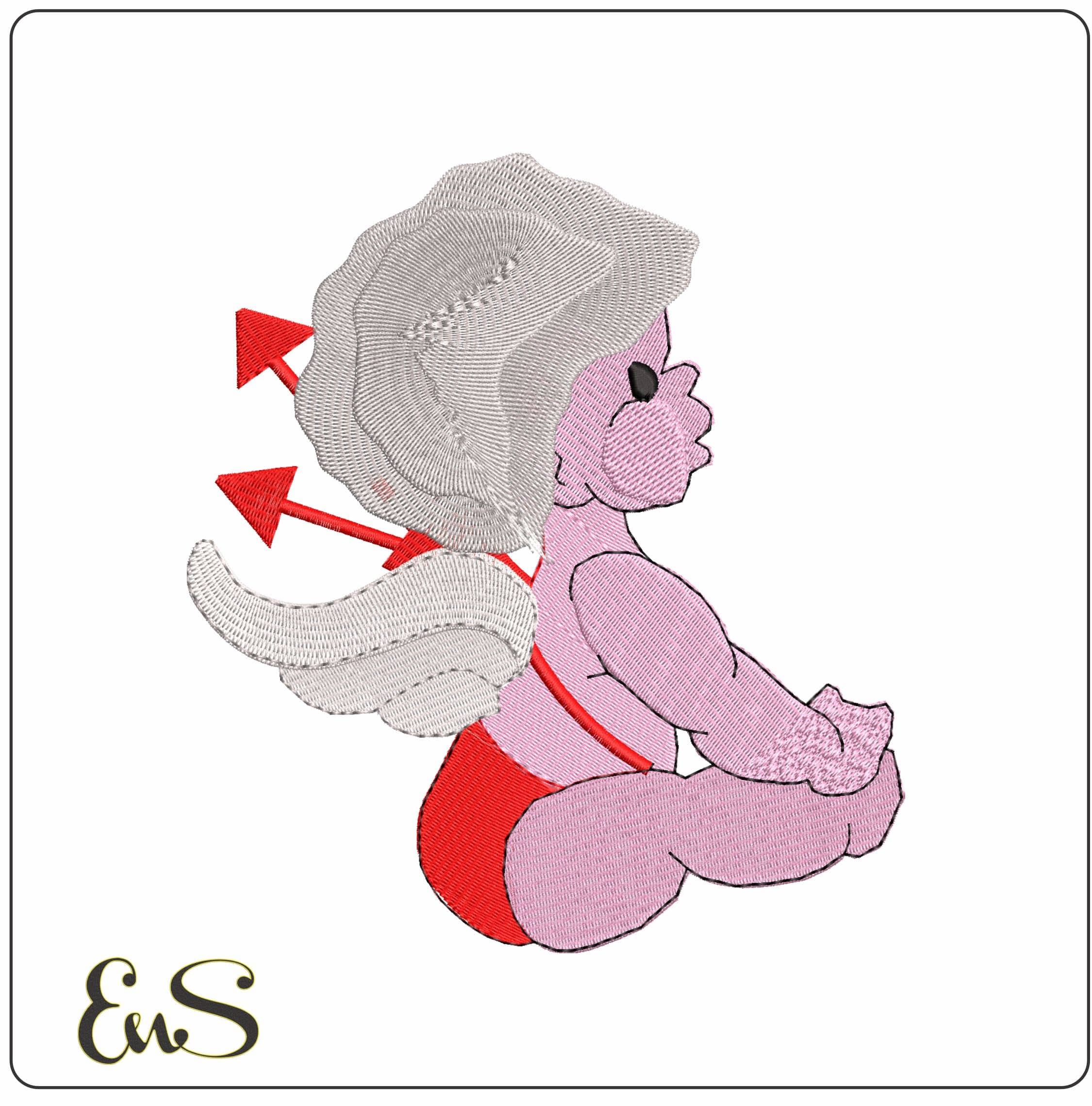 Baby Cupid  - Elegant embroidery design file - instant download