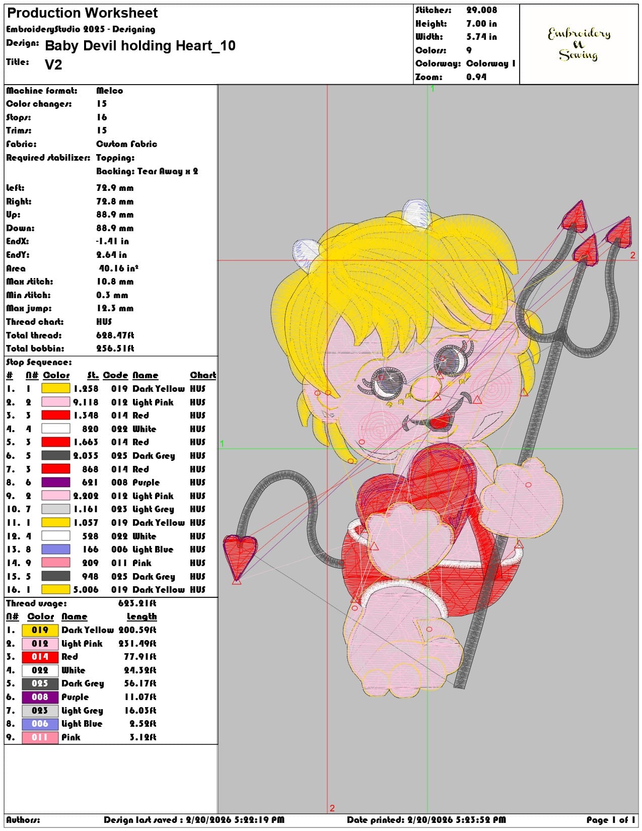 Baby Devil holding Heart   - Elegant embroidery design file - instant download — view 3