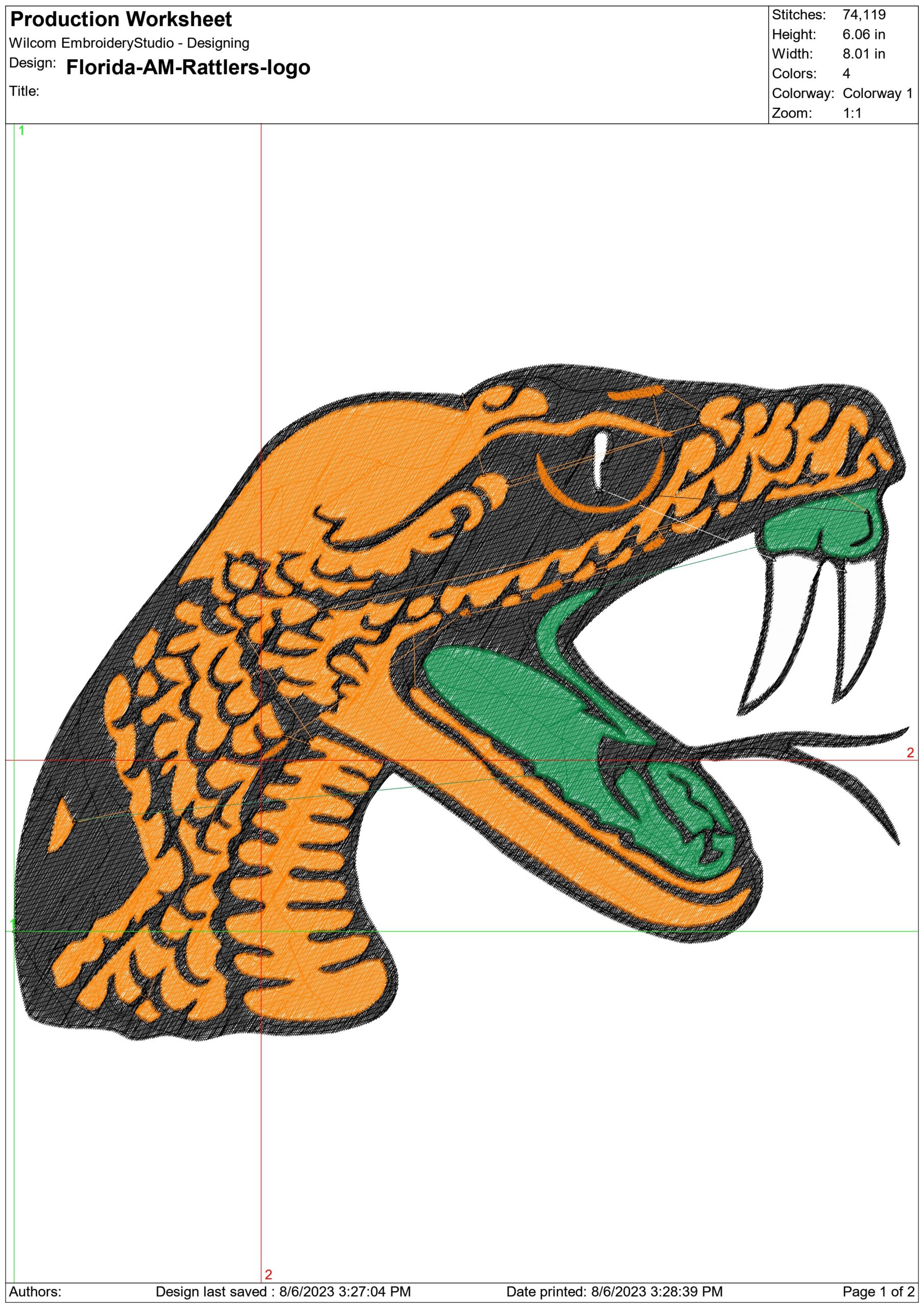 Florida AM Rattlers embroidery design - Florida A & M University, FAMU embroidery machine pattern embroidery file - instant download — view 2