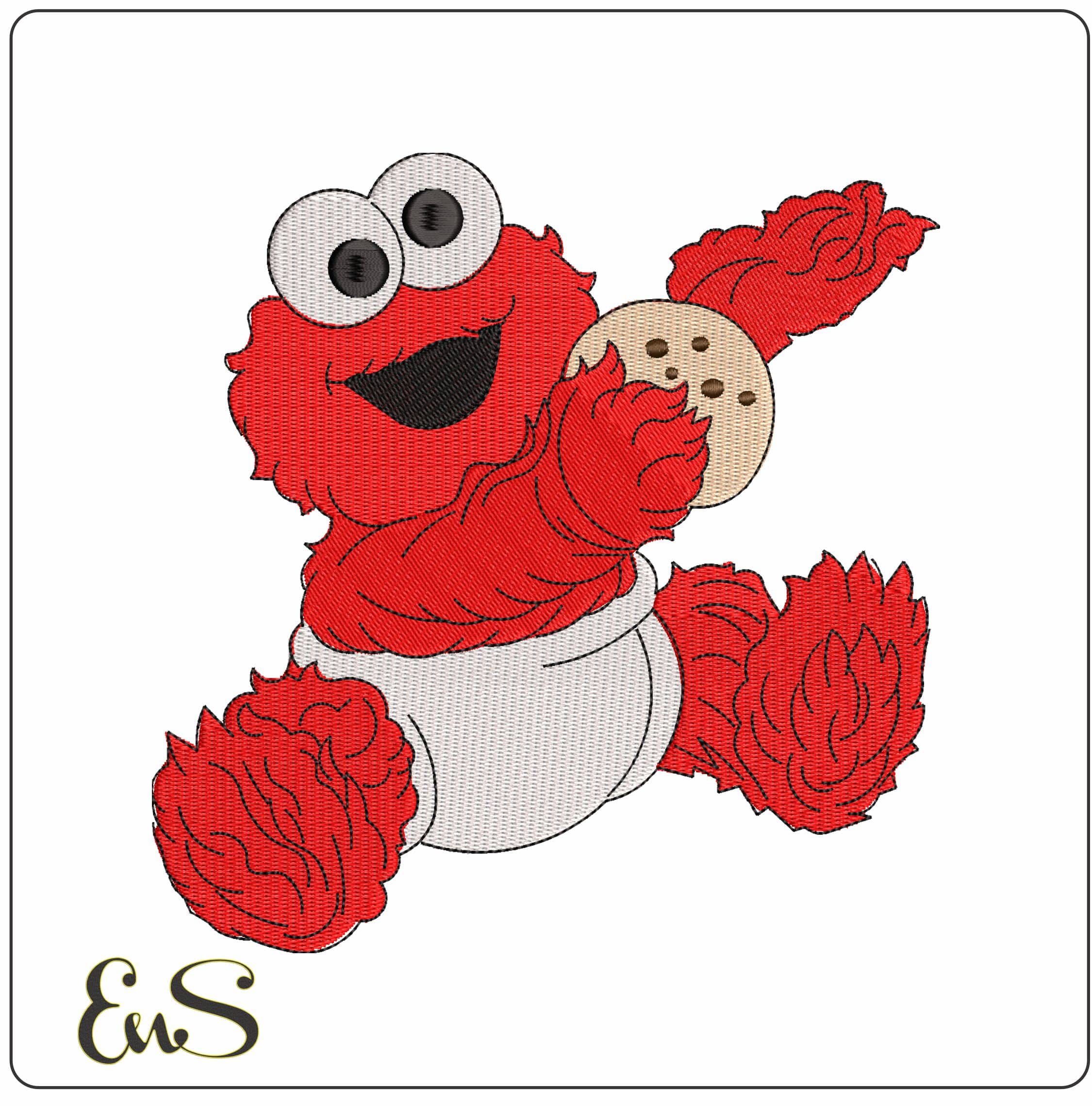 Baby Elmo with Cookie Seaseme Street Cartoon   - Elegant embroidery design file - instant download