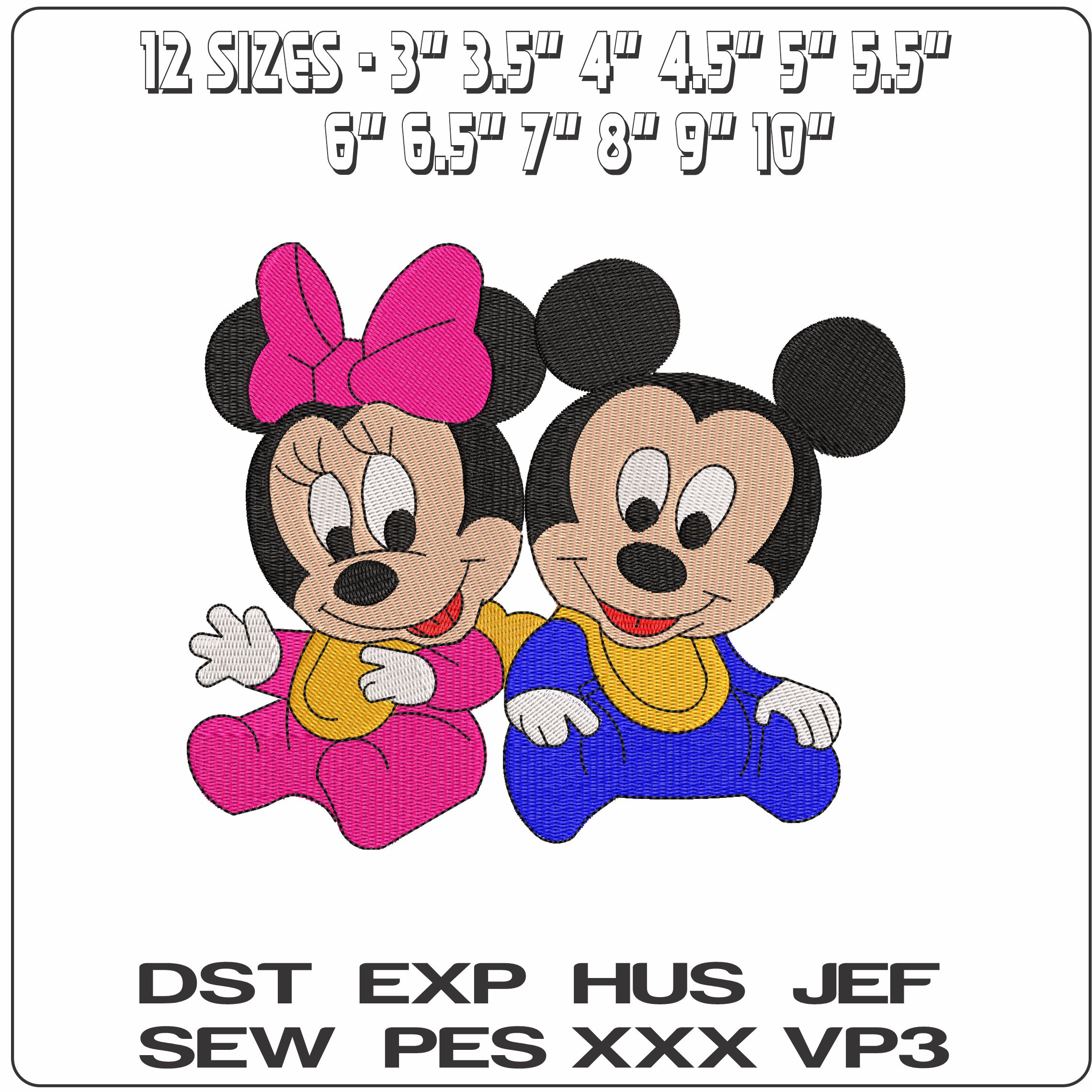 Baby Mickey and Minnie Mouse Disney   - Elegant embroidery design file - instant download — view 2