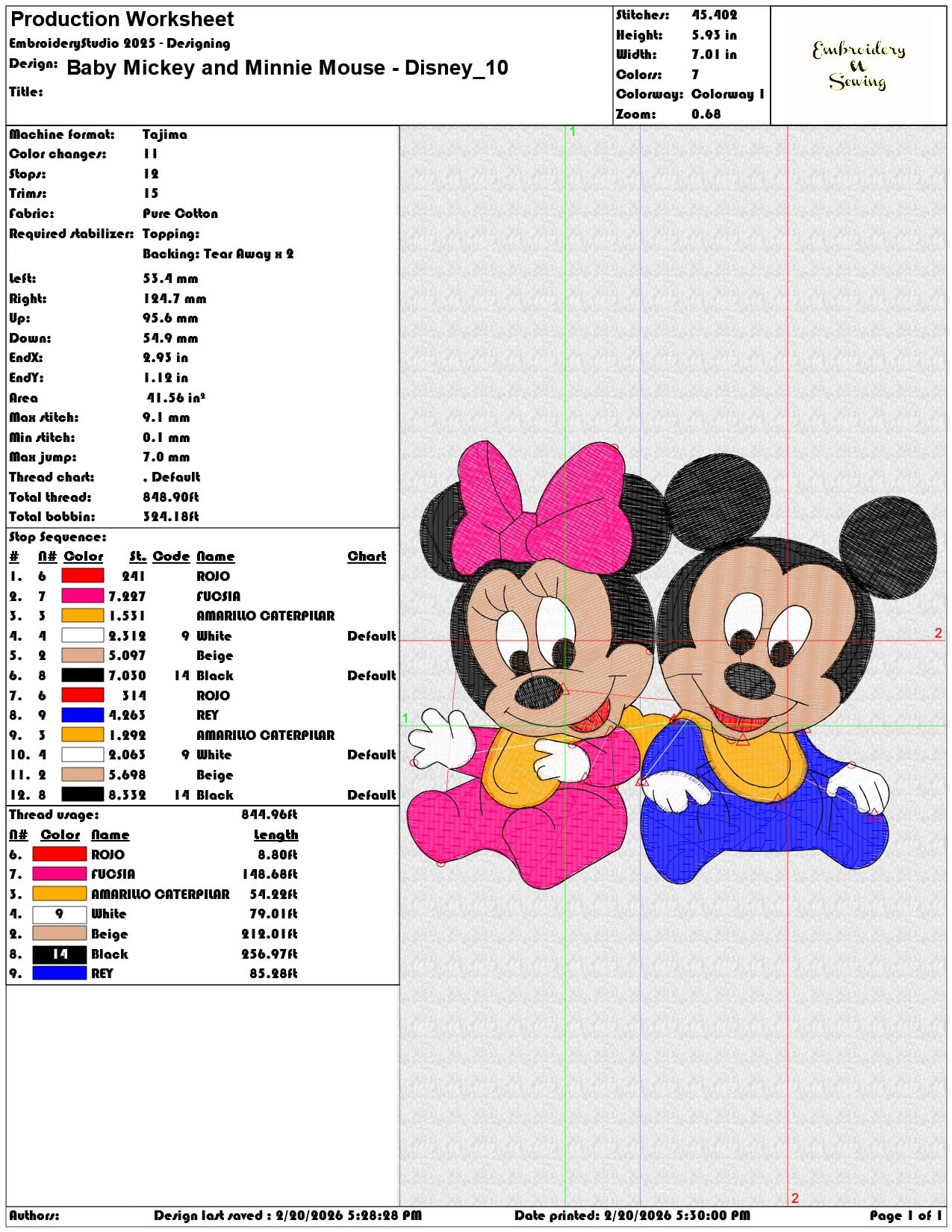 Baby Mickey and Minnie Mouse Disney   - Elegant embroidery design file - instant download — view 3