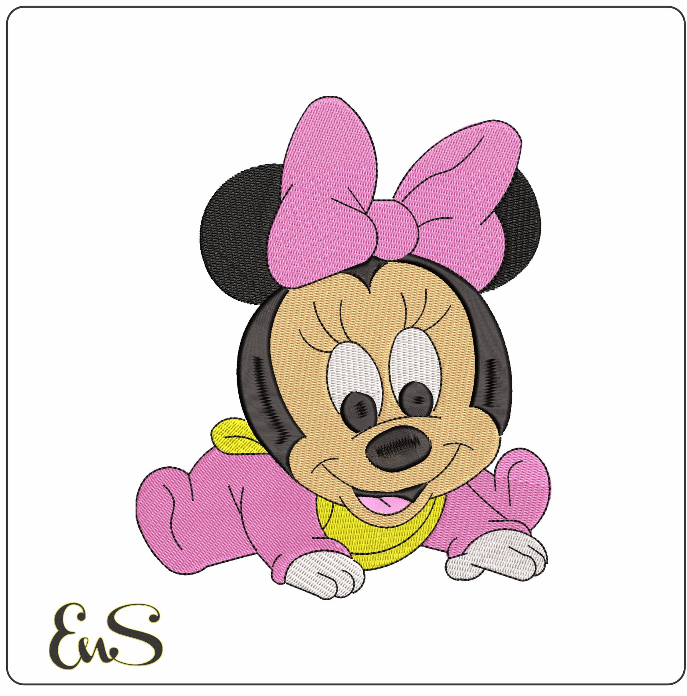 Baby Minnie Mouse crawling- Disney   - Elegant embroidery design file - instant download