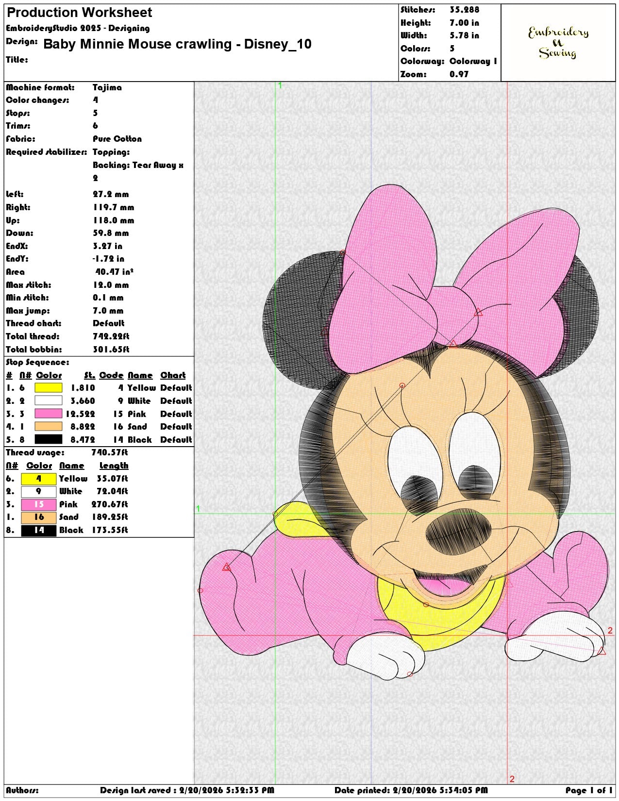 Baby Minnie Mouse crawling- Disney   - Elegant embroidery design file - instant download — view 3