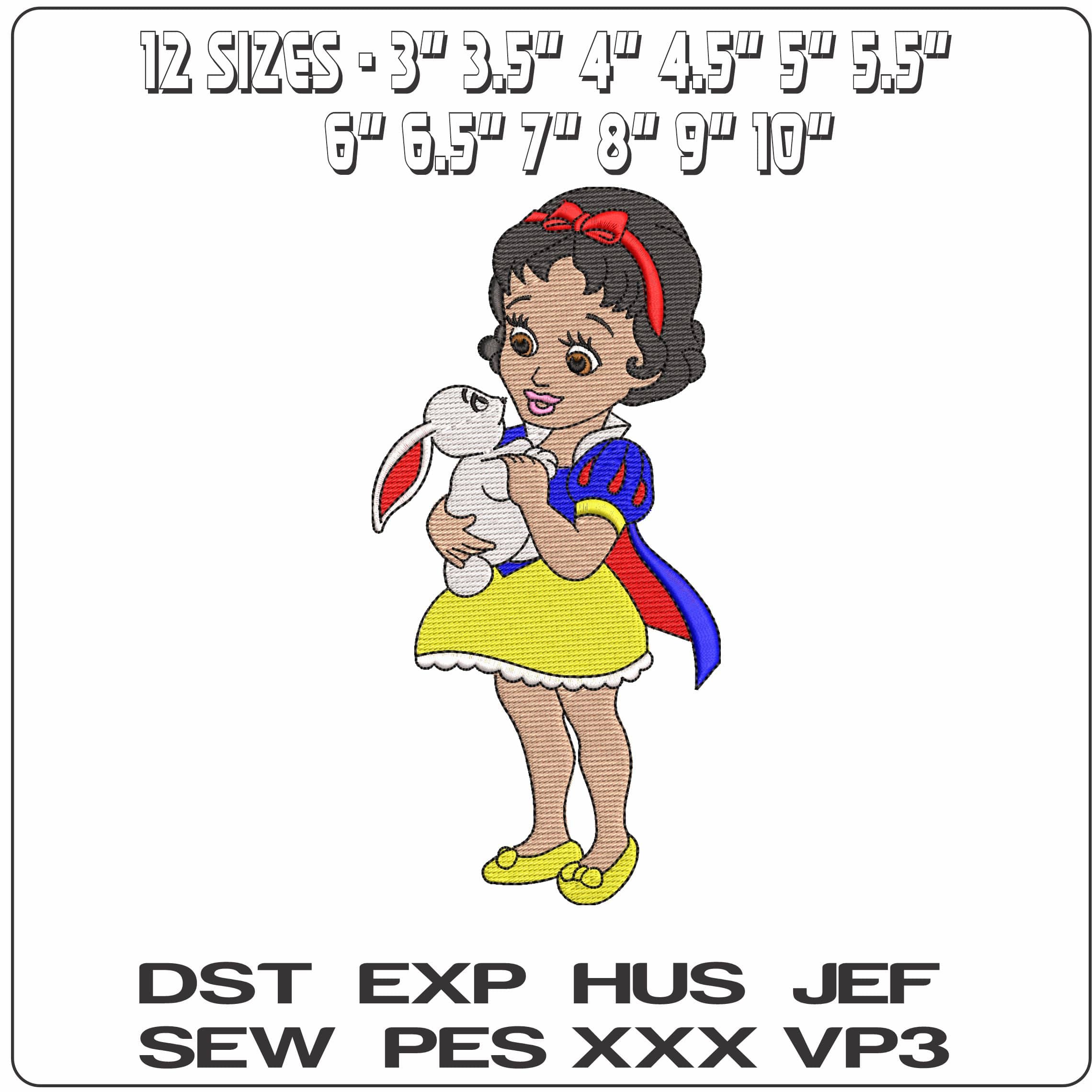 Baby Snow White with Bunny Snow White Disney   - Elegant embroidery design file - instant download — view 2