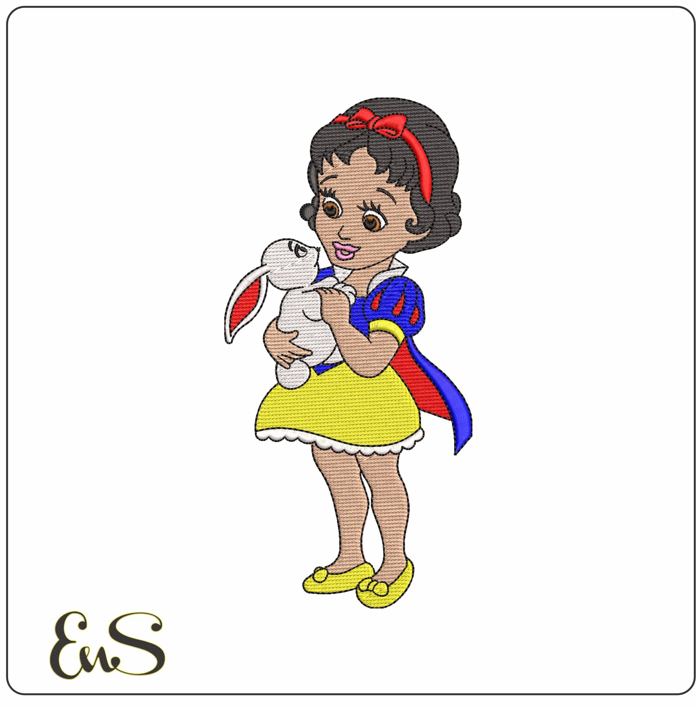 Baby Snow White with Bunny Snow White Disney   - Elegant embroidery design file - instant download