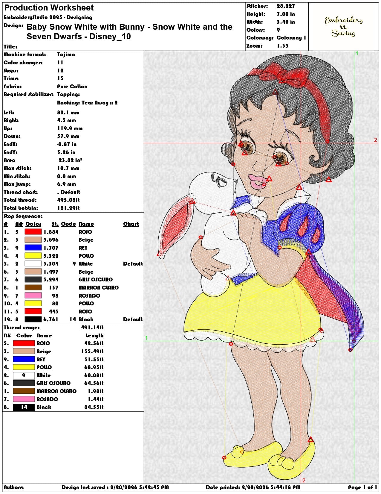 Baby Snow White with Bunny Snow White Disney   - Elegant embroidery design file - instant download — view 3