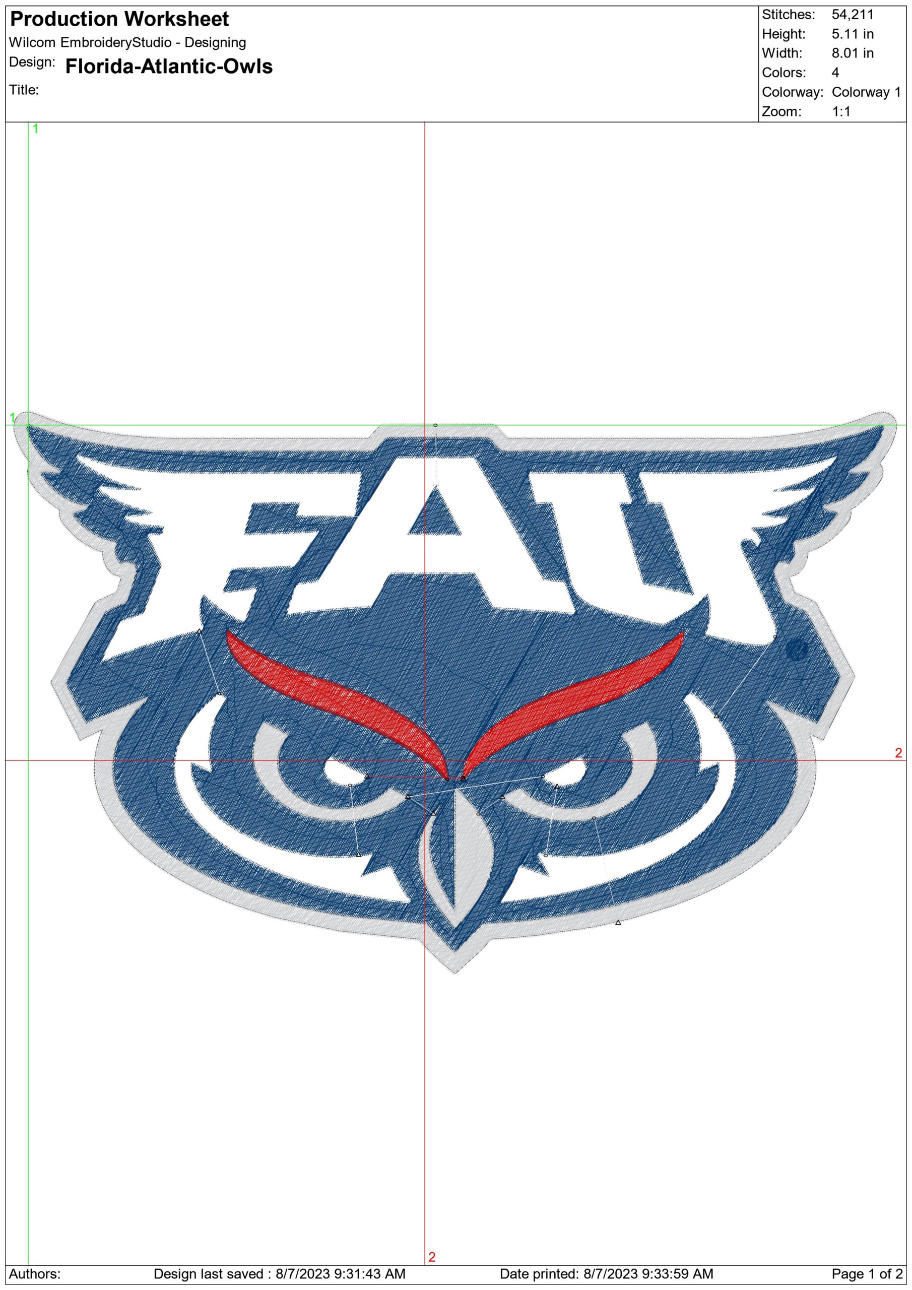 Florida Atlantic Owls embroidery design - Florida Atlantic University, FAU embroidery machine pattern embroidery file - instant download — view 2