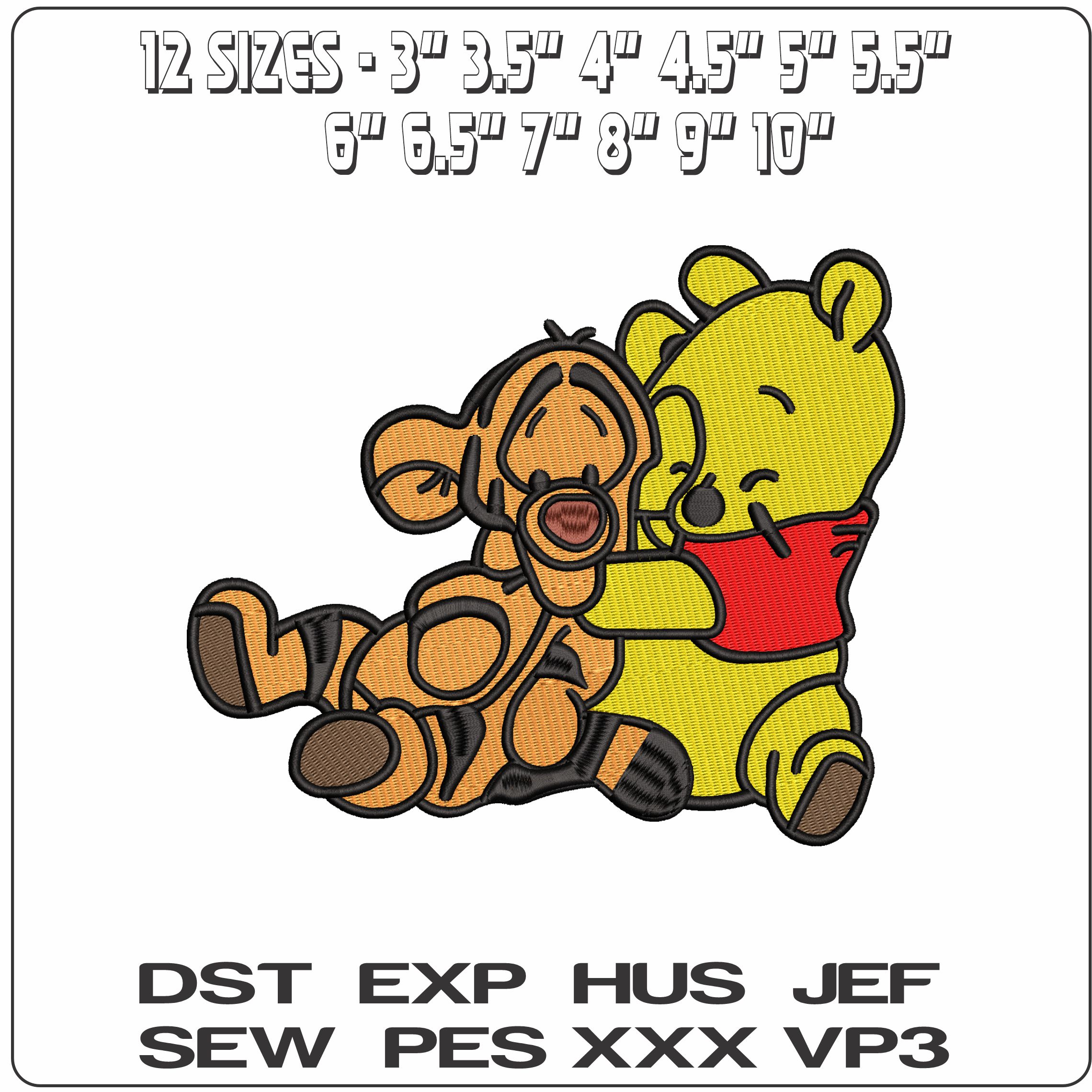Baby Winnie the Pooh Cuddle Tigger   - Elegant embroidery design file - instant download — view 2