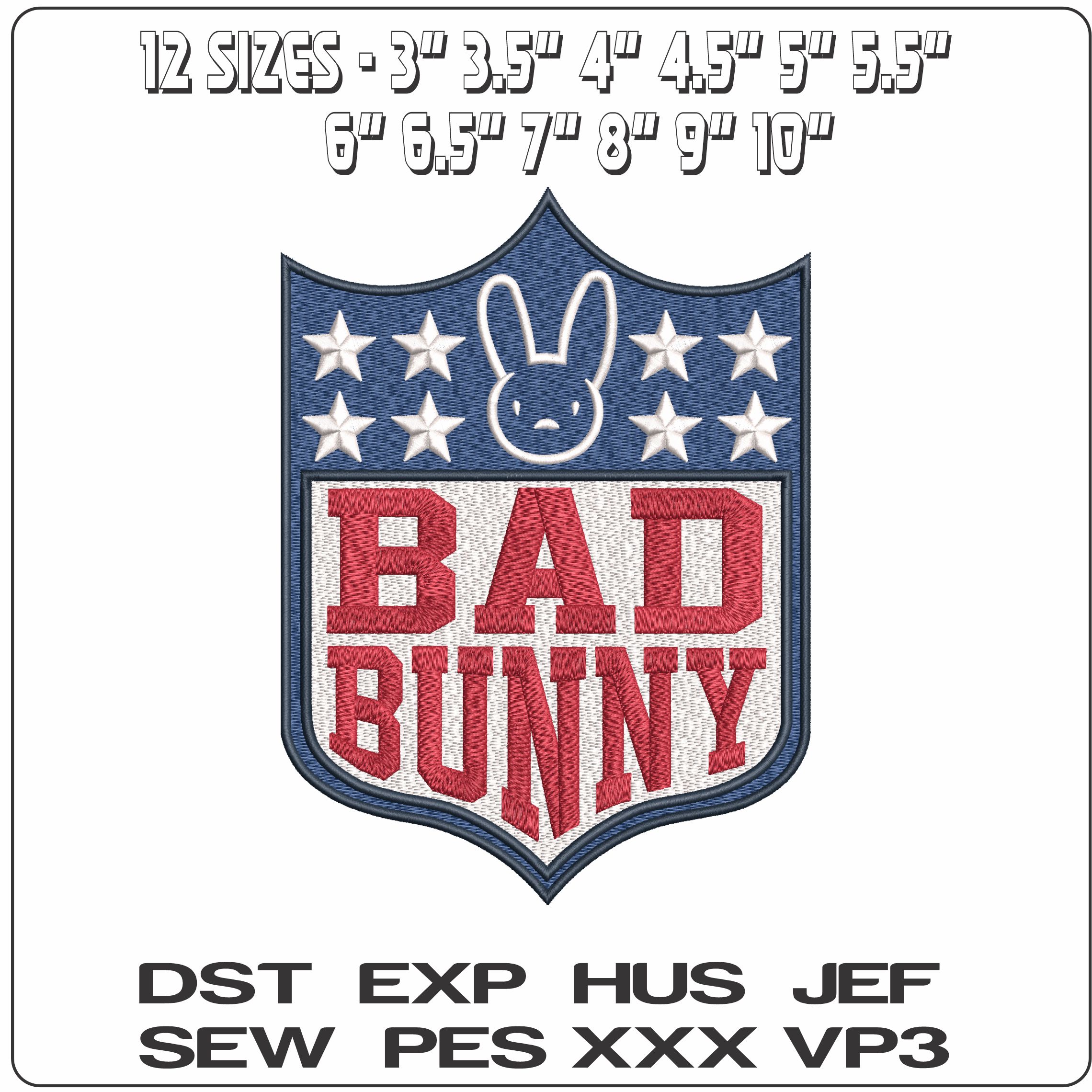 Bad Bunny in NFL Logo   - Elegant embroidery design file - instant download — view 2