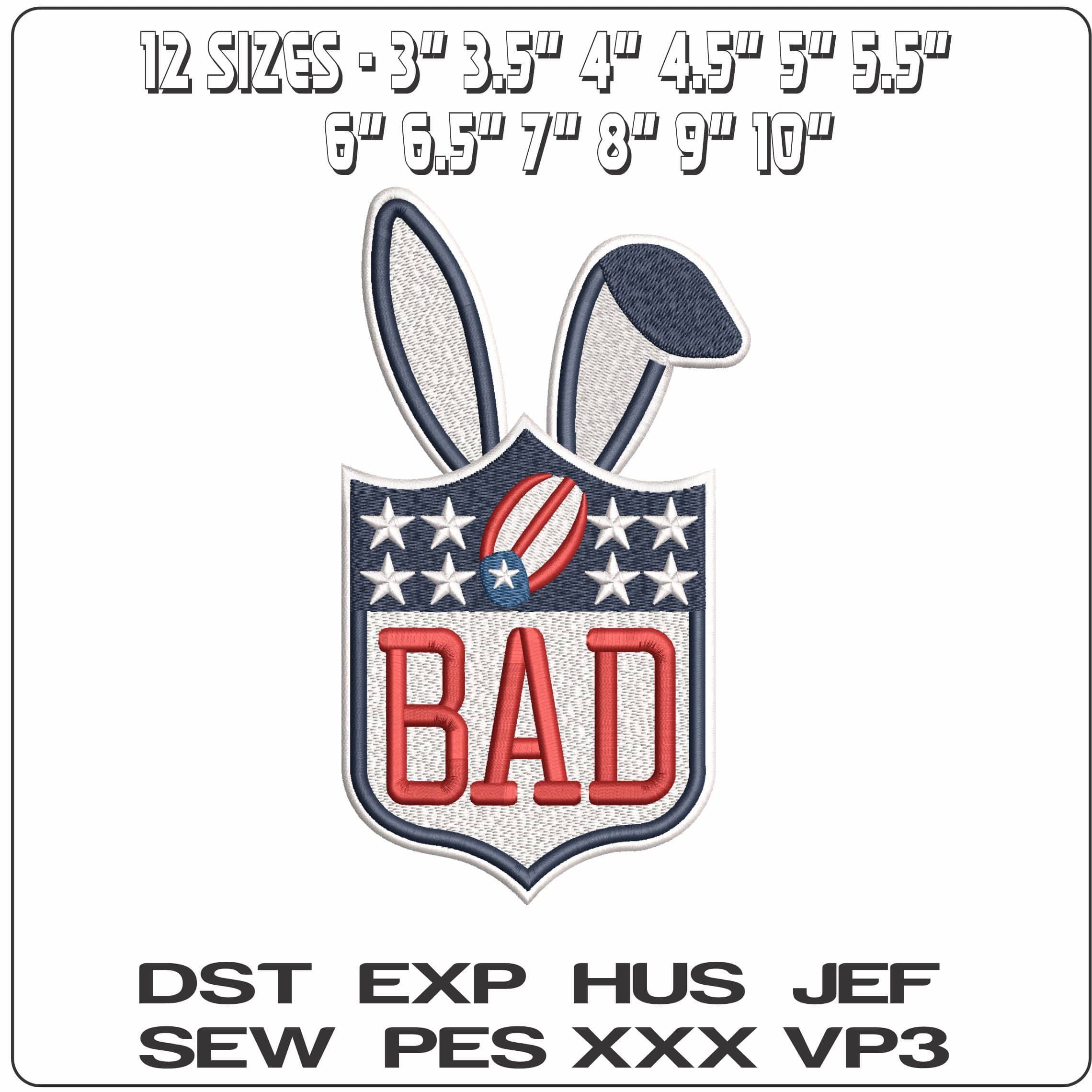 Bad Bunny NFL Logo   - Elegant embroidery design file - instant download — view 2