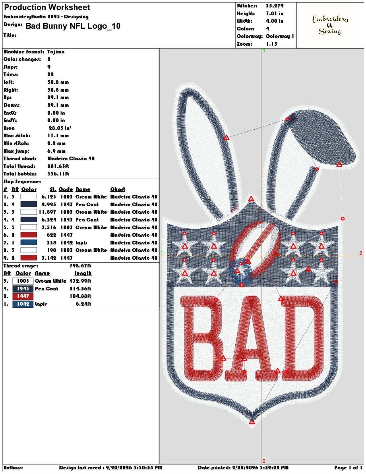 Bad Bunny NFL Logo   - Elegant embroidery design file - instant download — view 3