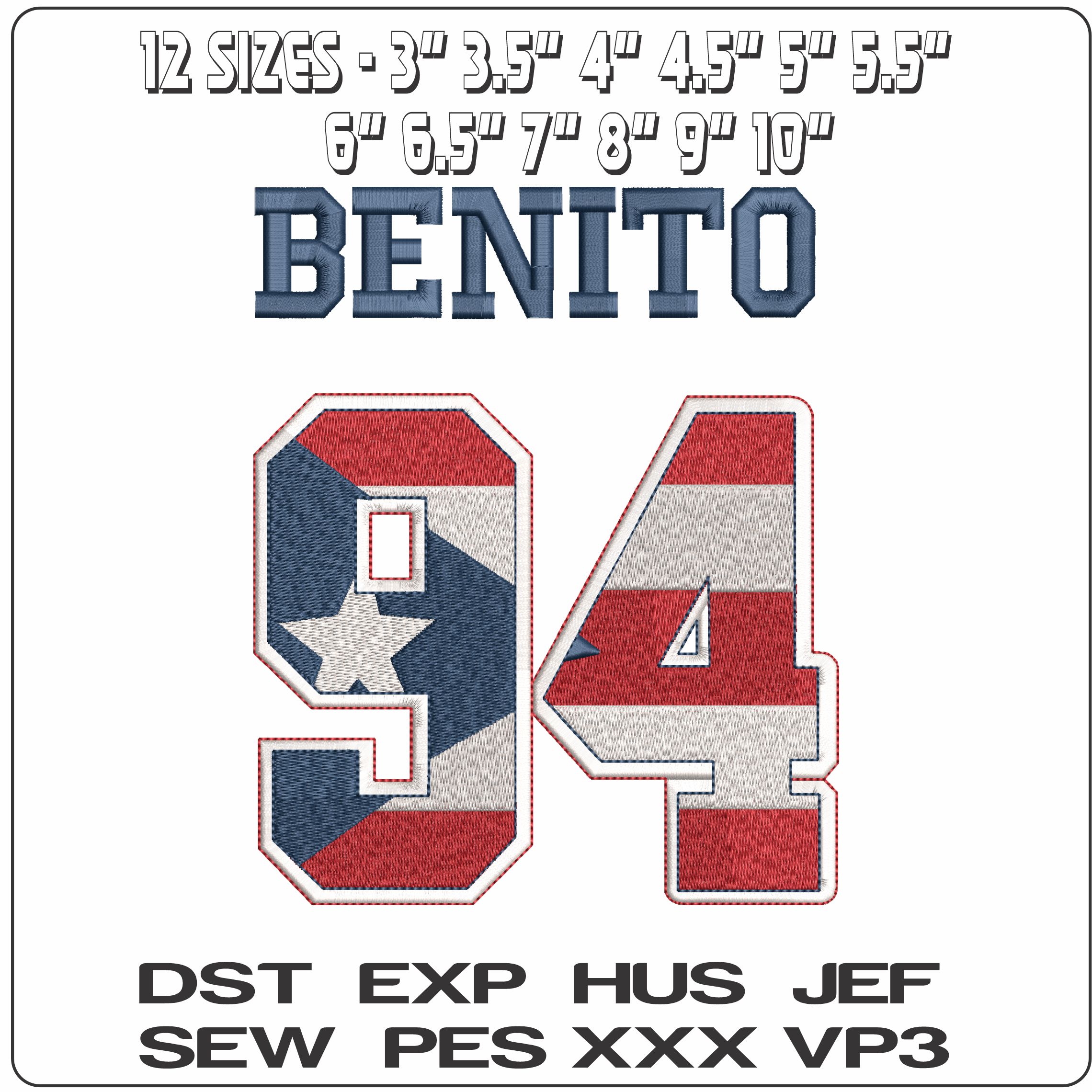 Bad Bunny Superbowl Benito 94   - Elegant embroidery design file - instant download — view 2