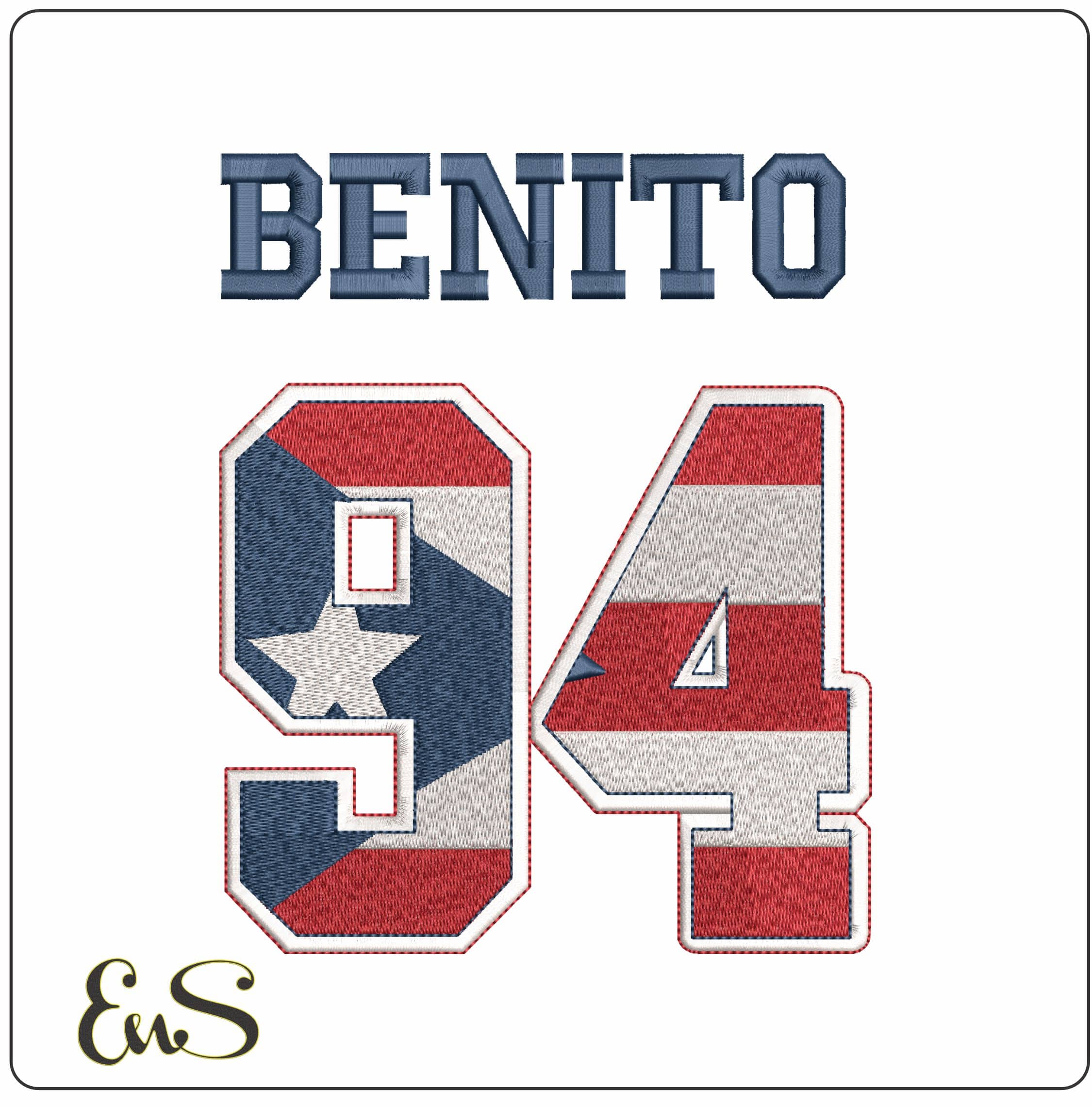 Bad Bunny Superbowl Benito 94   - Elegant embroidery design file - instant download