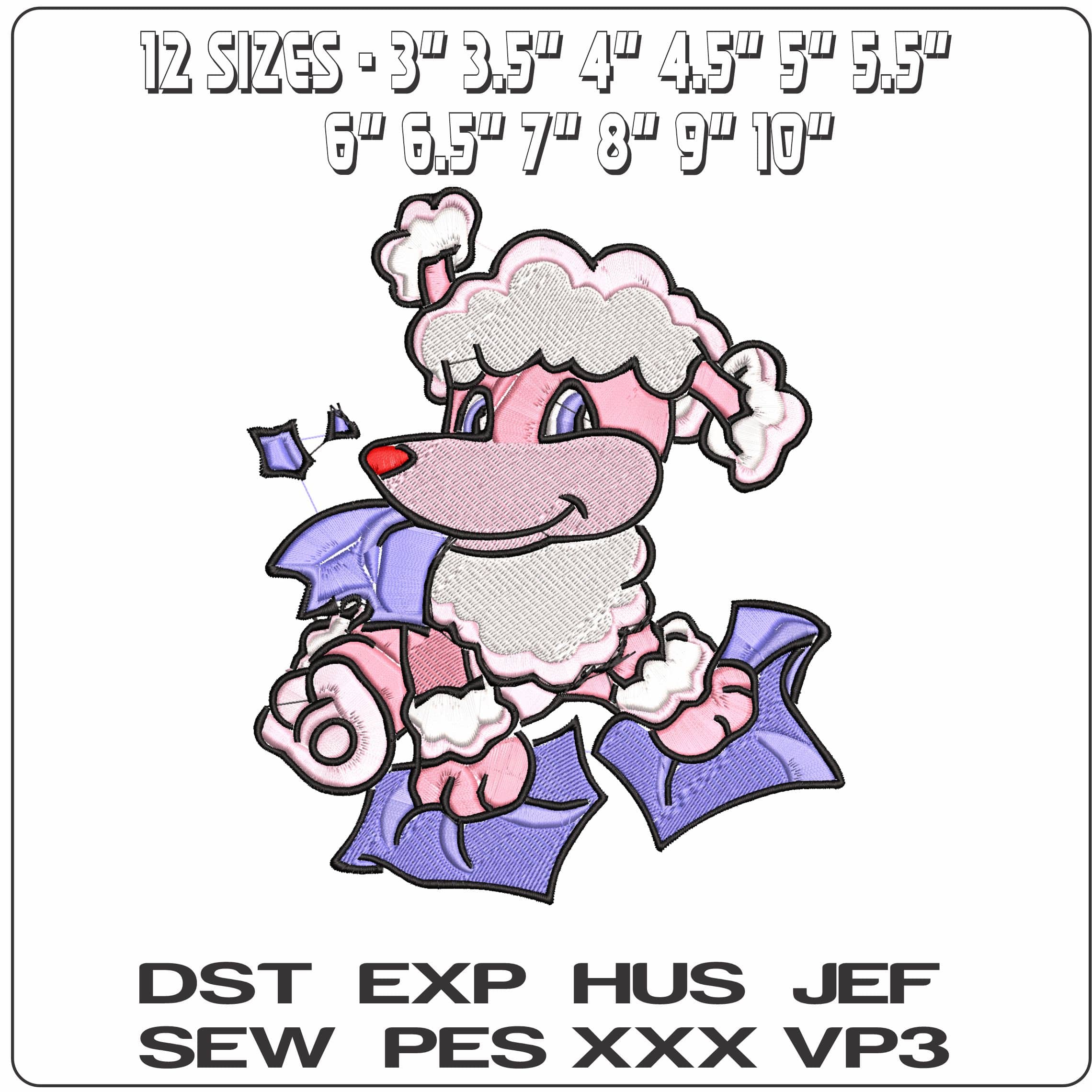 Bad Dog Poodle   - Elegant embroidery design file - instant download — view 2