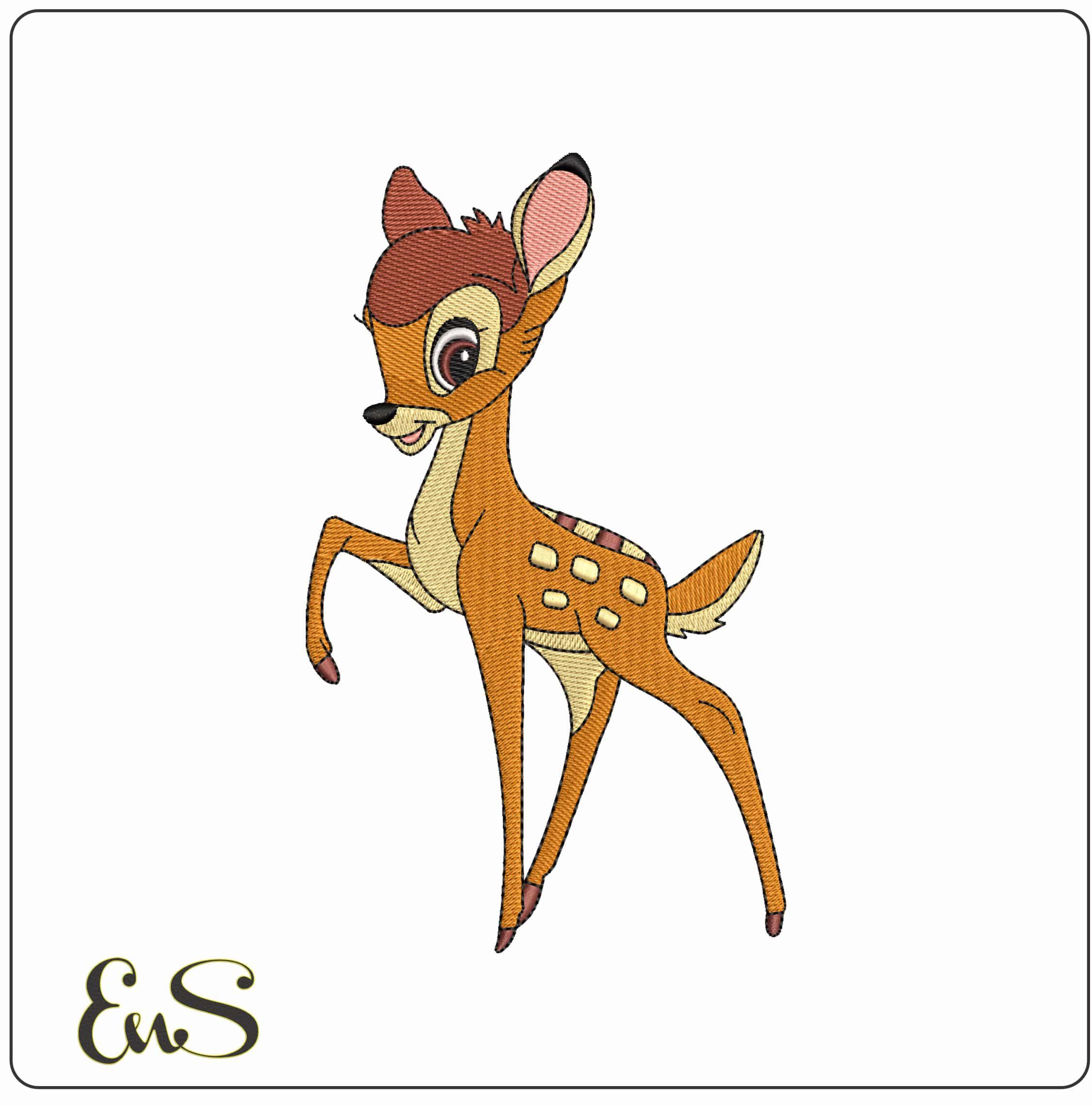 Bambi trotting Disney   - Elegant embroidery design file - instant download