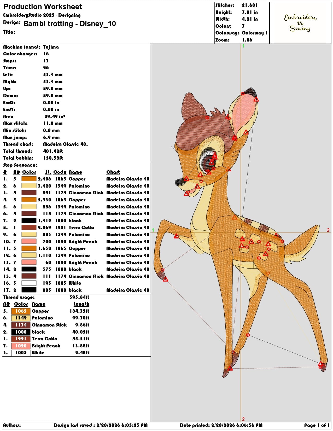 Bambi trotting Disney   - Elegant embroidery design file - instant download — view 3