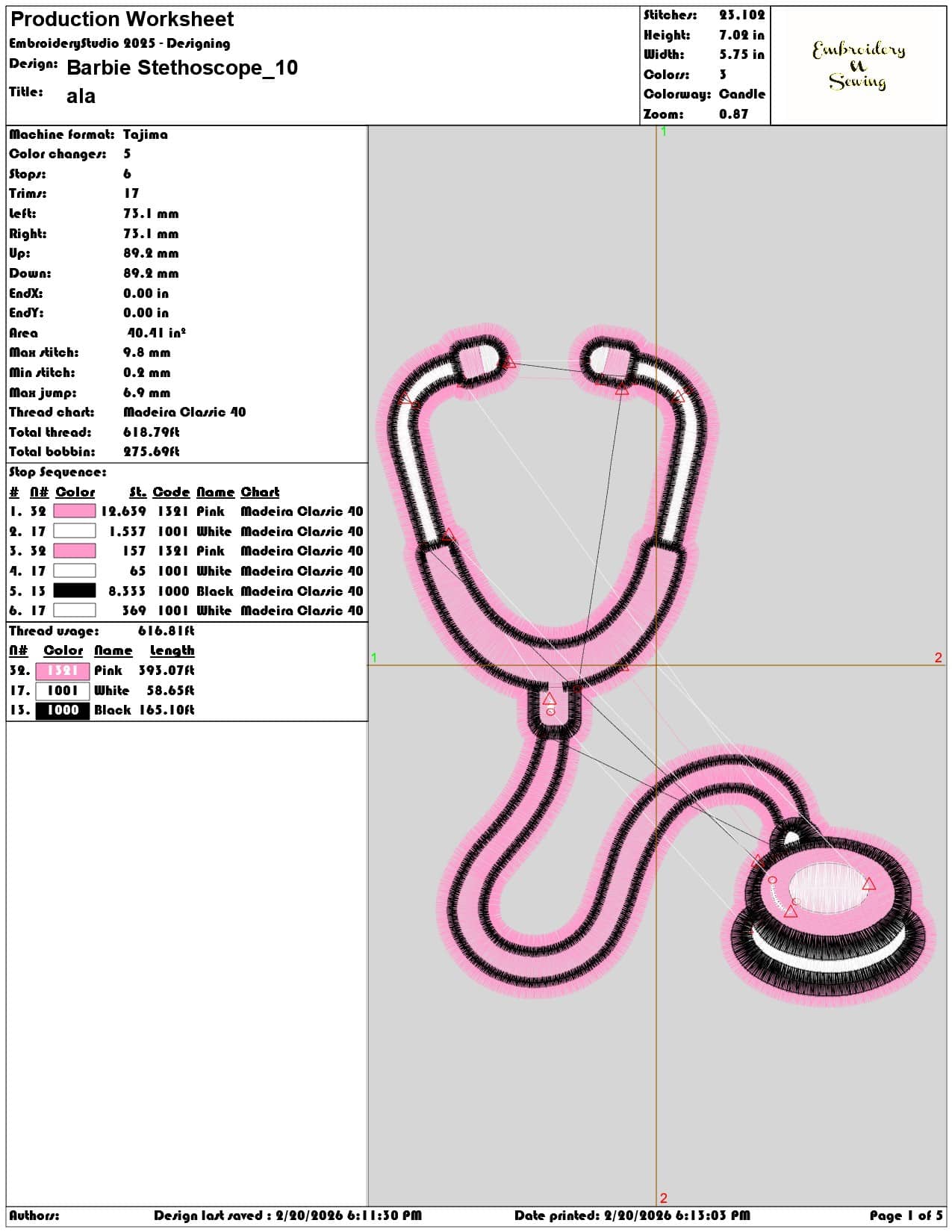 Barbie Stethoscope   - Elegant embroidery design file - instant download — view 3