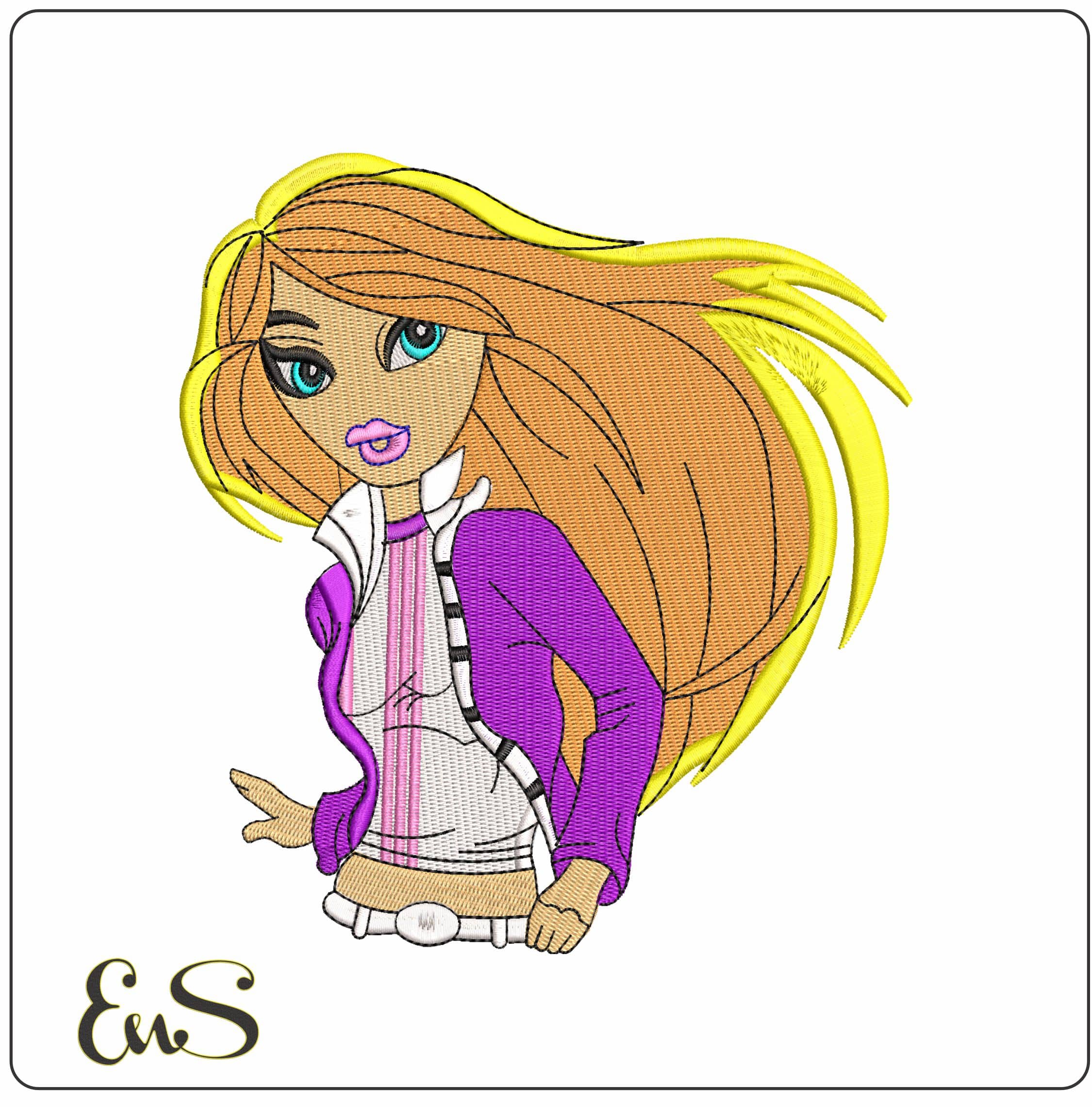 Barbie Torso Chibi   - Elegant embroidery design file - instant download