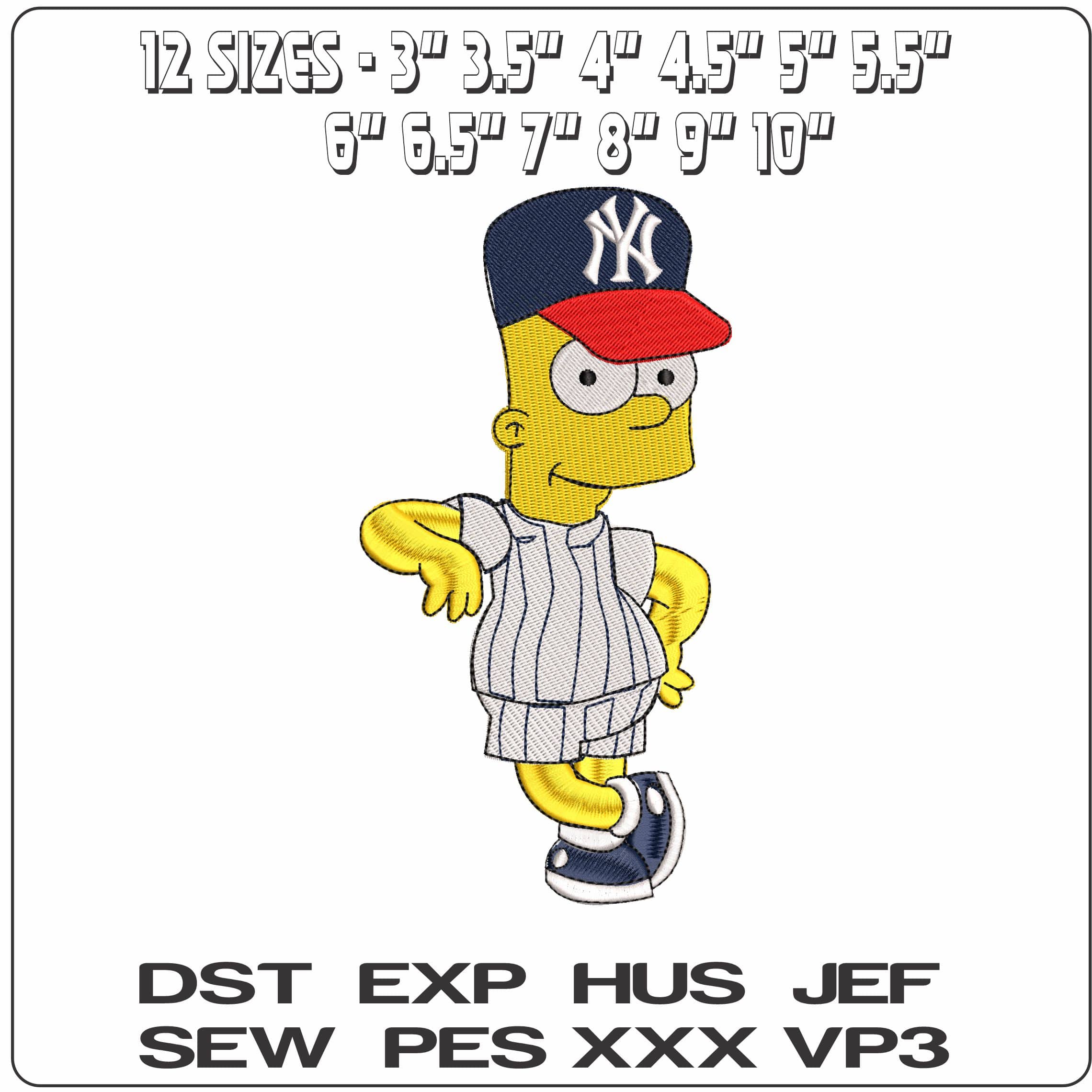 Bart Baseball The Simpsons   - Elegant embroidery design file - instant download — view 2
