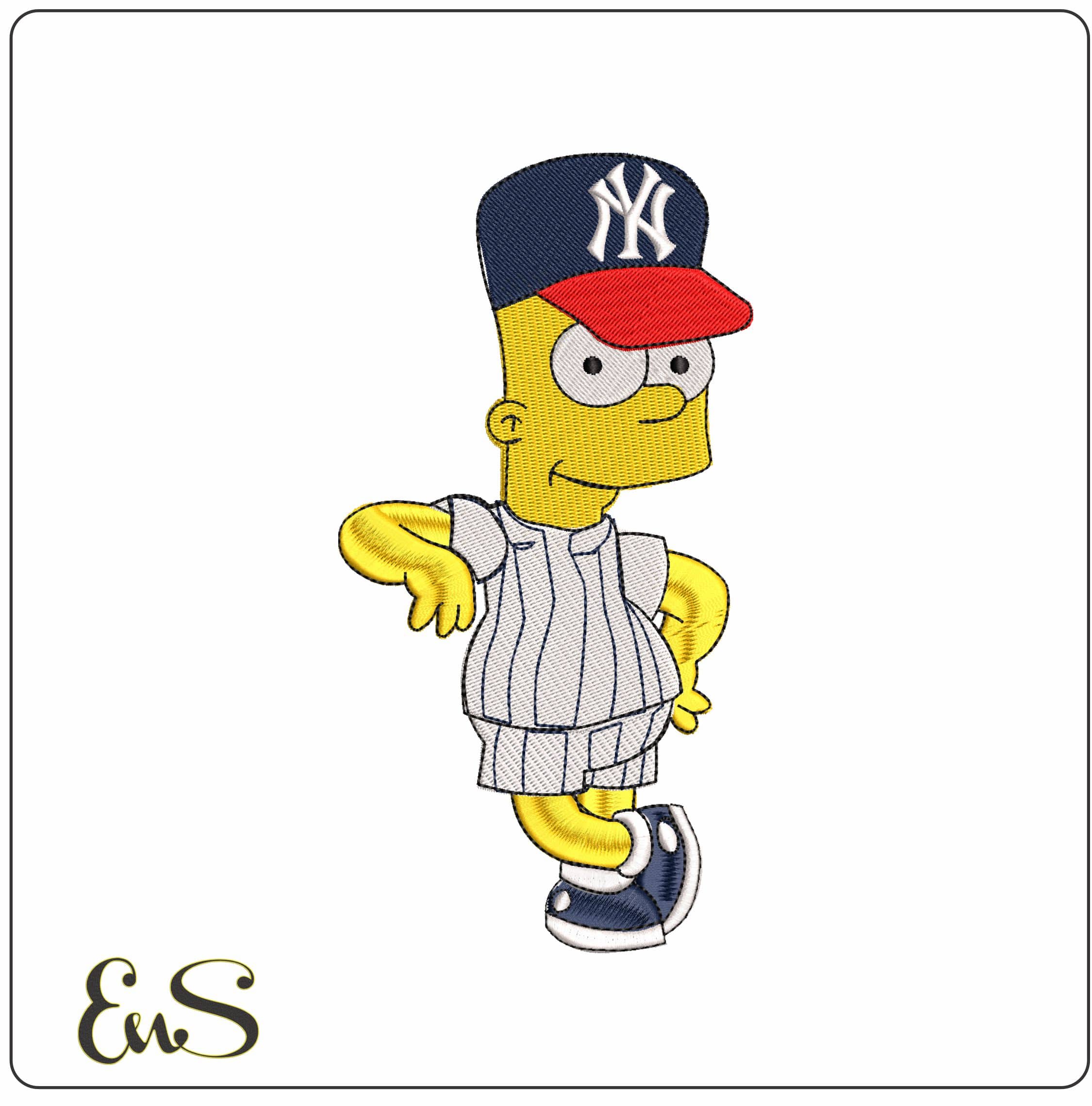 Bart Baseball The Simpsons   - Elegant embroidery design file - instant download