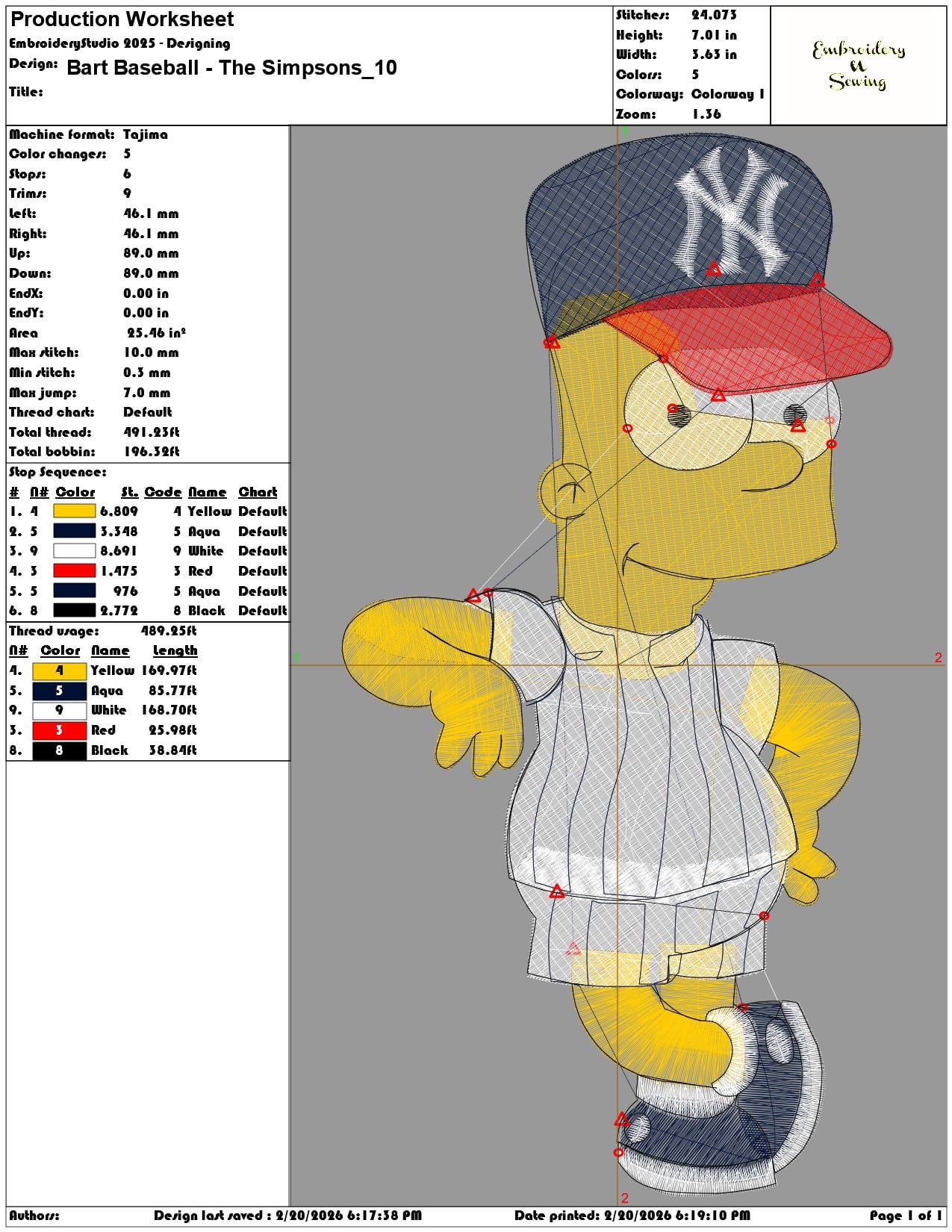 Bart Baseball The Simpsons   - Elegant embroidery design file - instant download — view 3