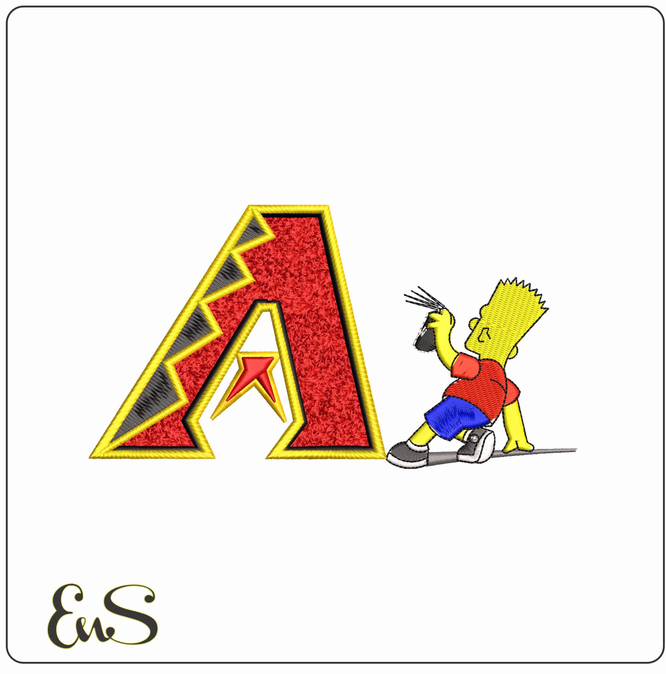 Bart Simpson Spray Arizona Ridgeback MLB   - Elegant embroidery design file - instant download