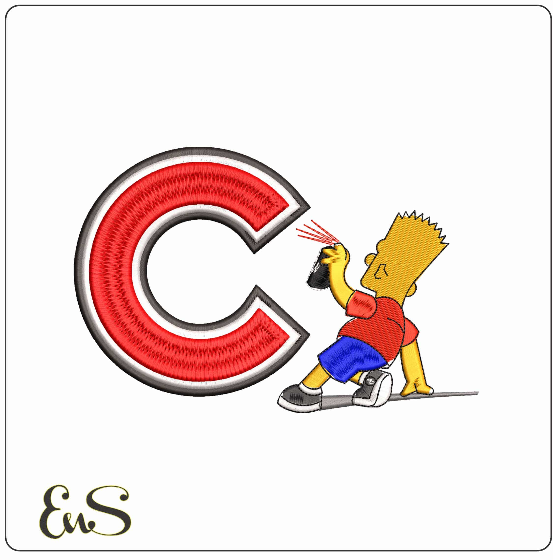 Bart Simpson Spray Chicago Cubs MLB   - Elegant embroidery design file - instant download