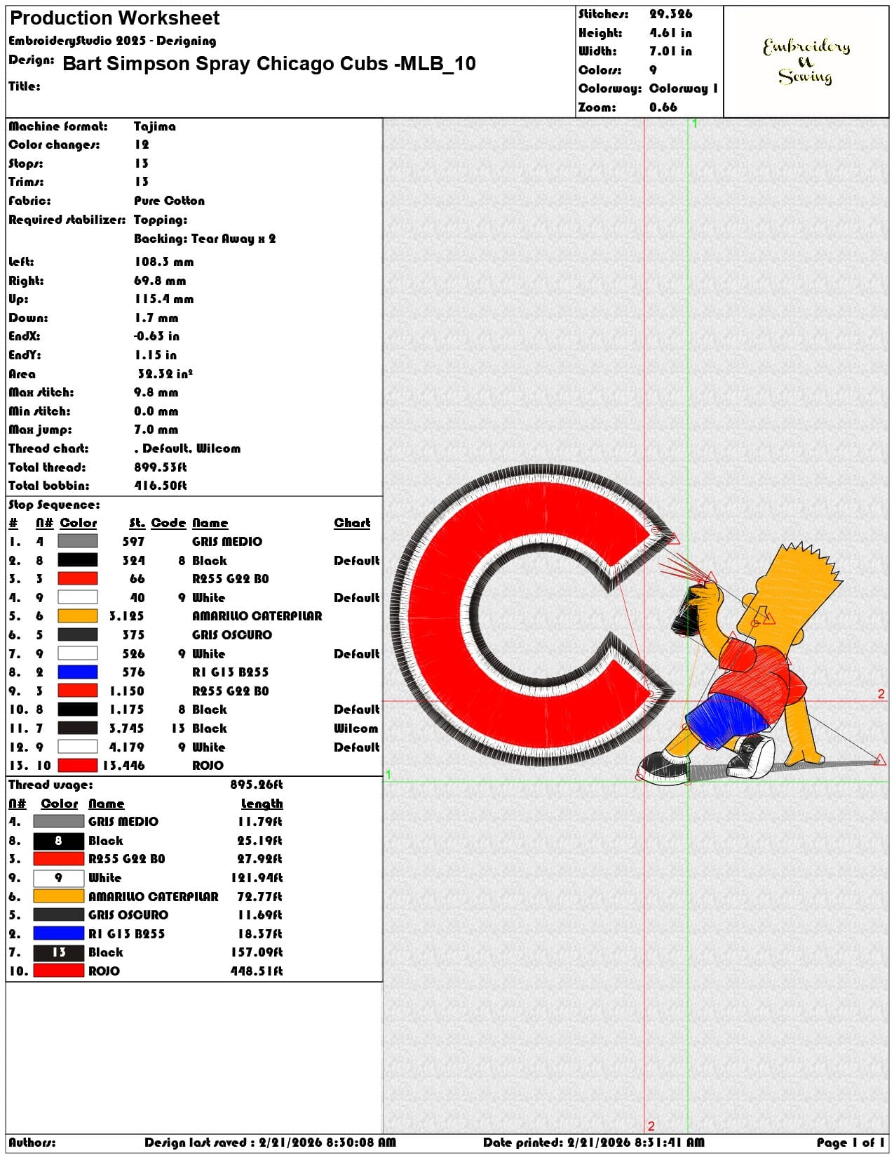 Bart Simpson Spray Chicago Cubs MLB   - Elegant embroidery design file - instant download — view 3