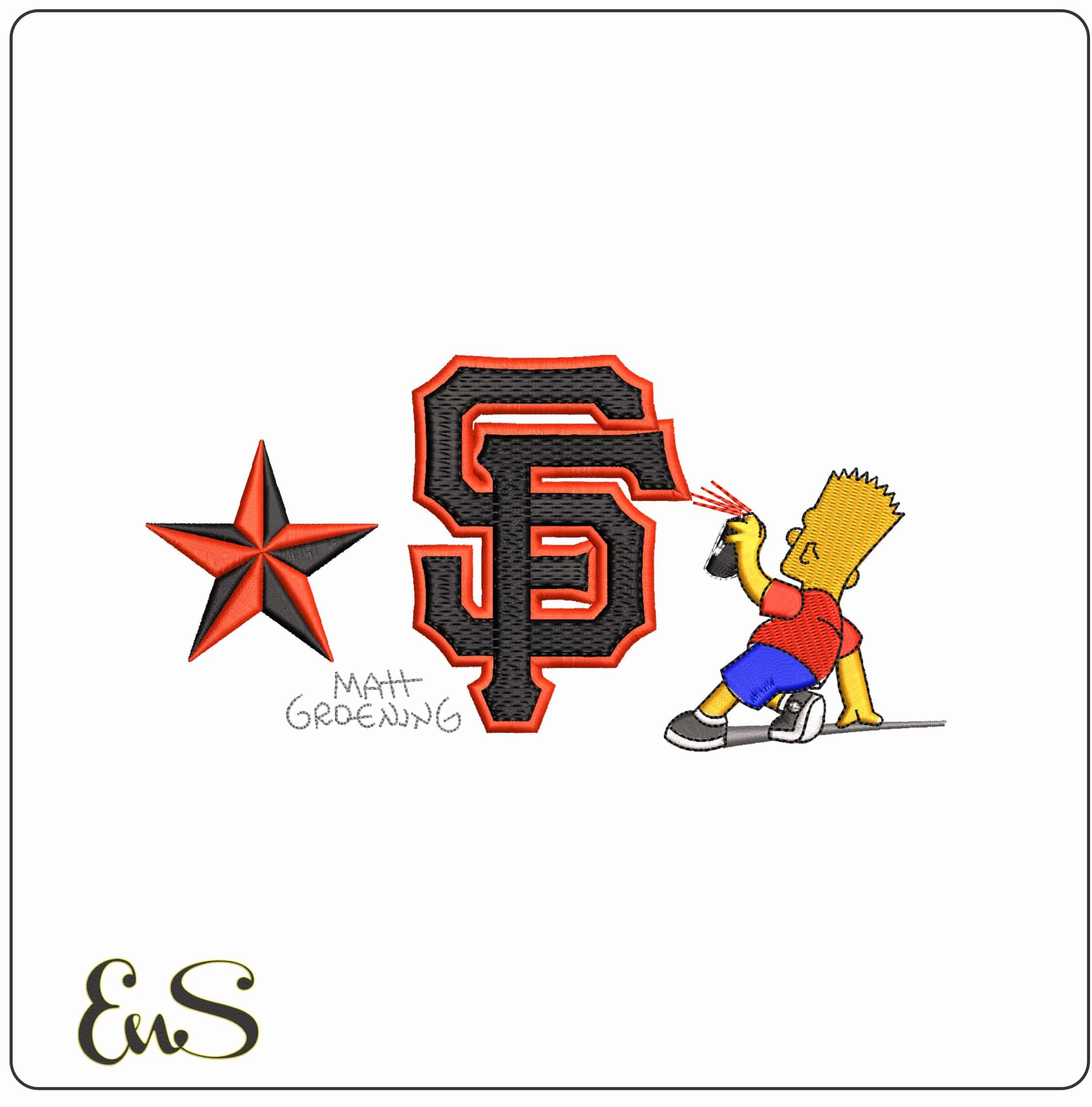 Bart Simpson Spray LA Dodgers MLB   - Elegant embroidery design file - instant download