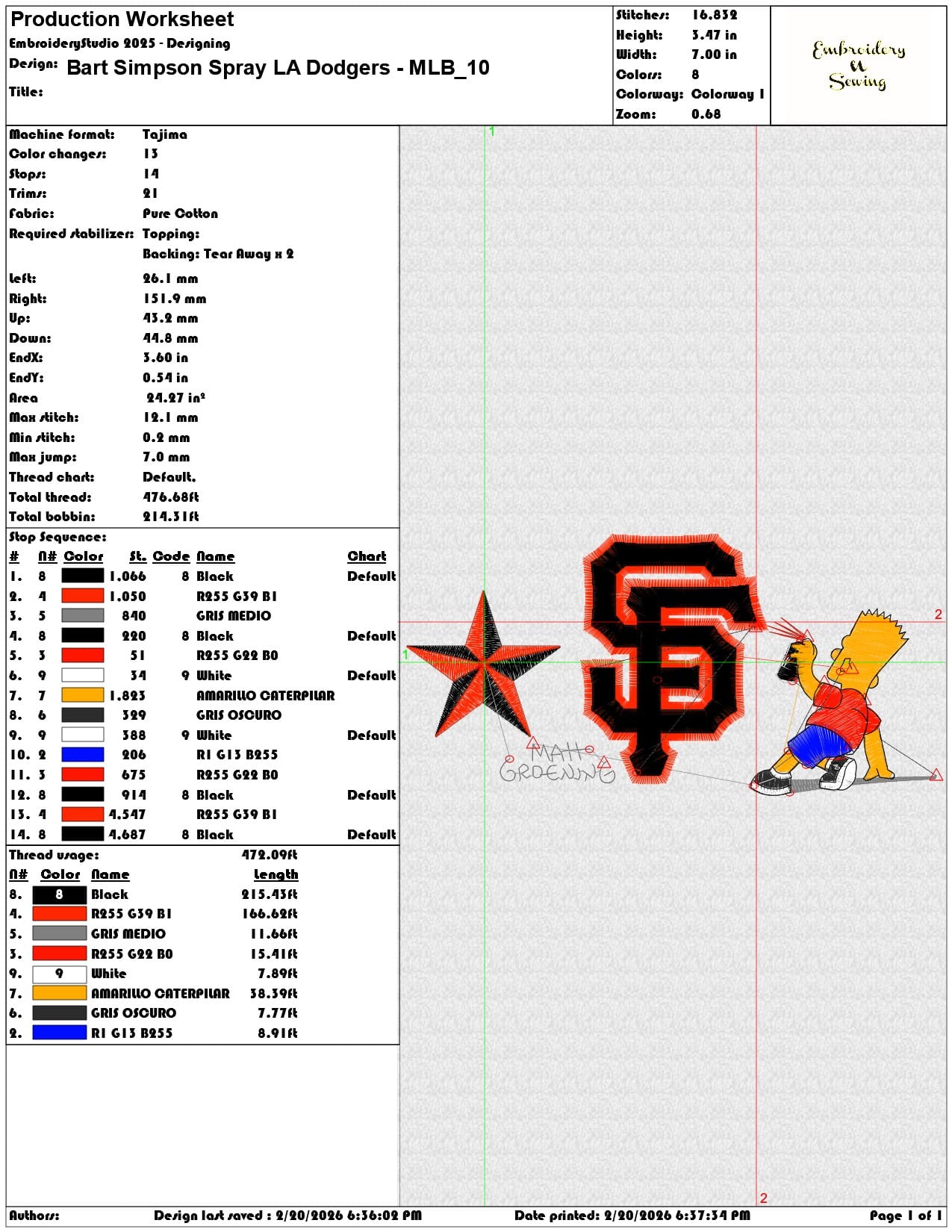 Bart Simpson Spray LA Dodgers MLB   - Elegant embroidery design file - instant download — view 3