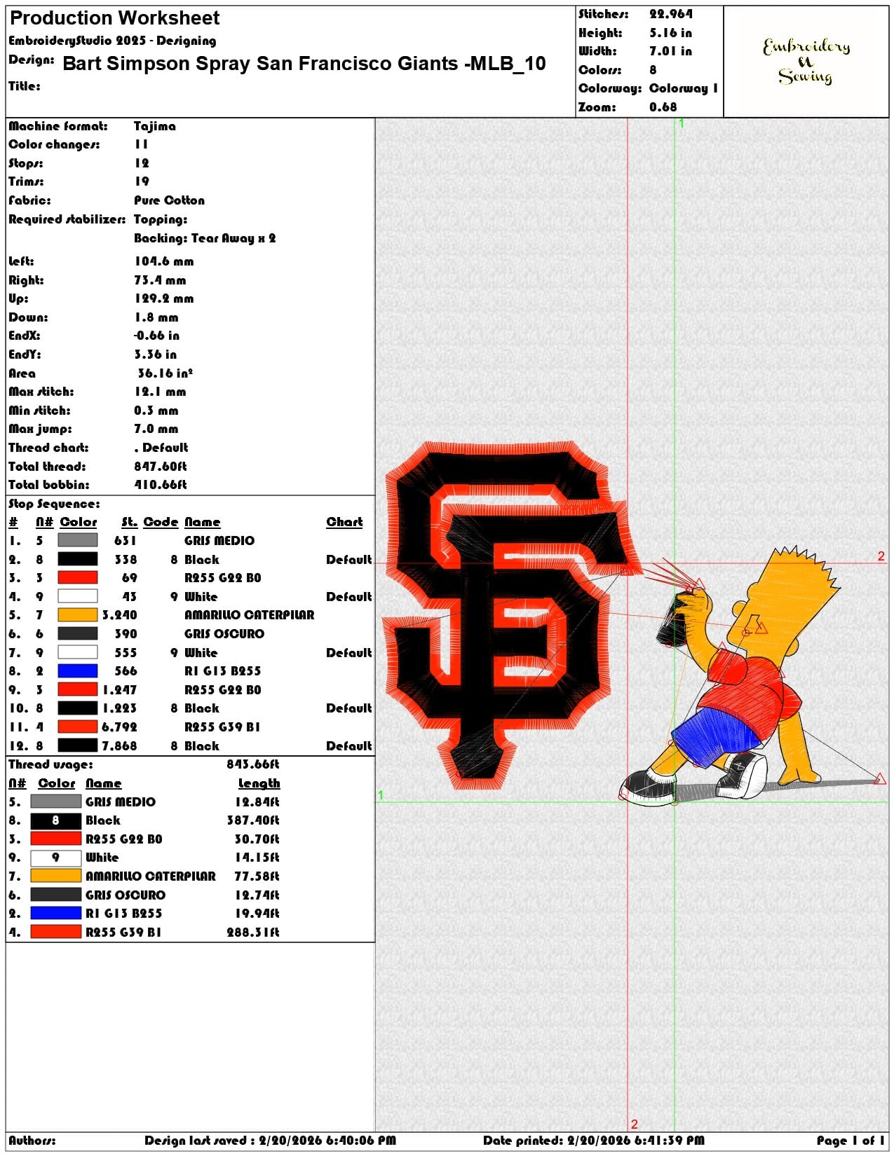 Bart Simpson Spray San Francisco Giants MLB   - Elegant embroidery design file - instant download — view 3