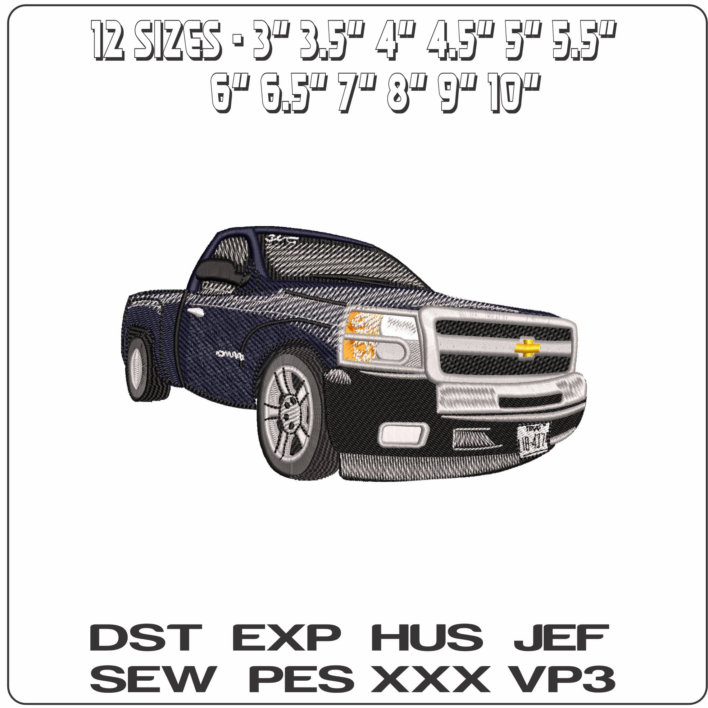 Basic Chevy Truck   - Elegant embroidery design file - instant download — view 2
