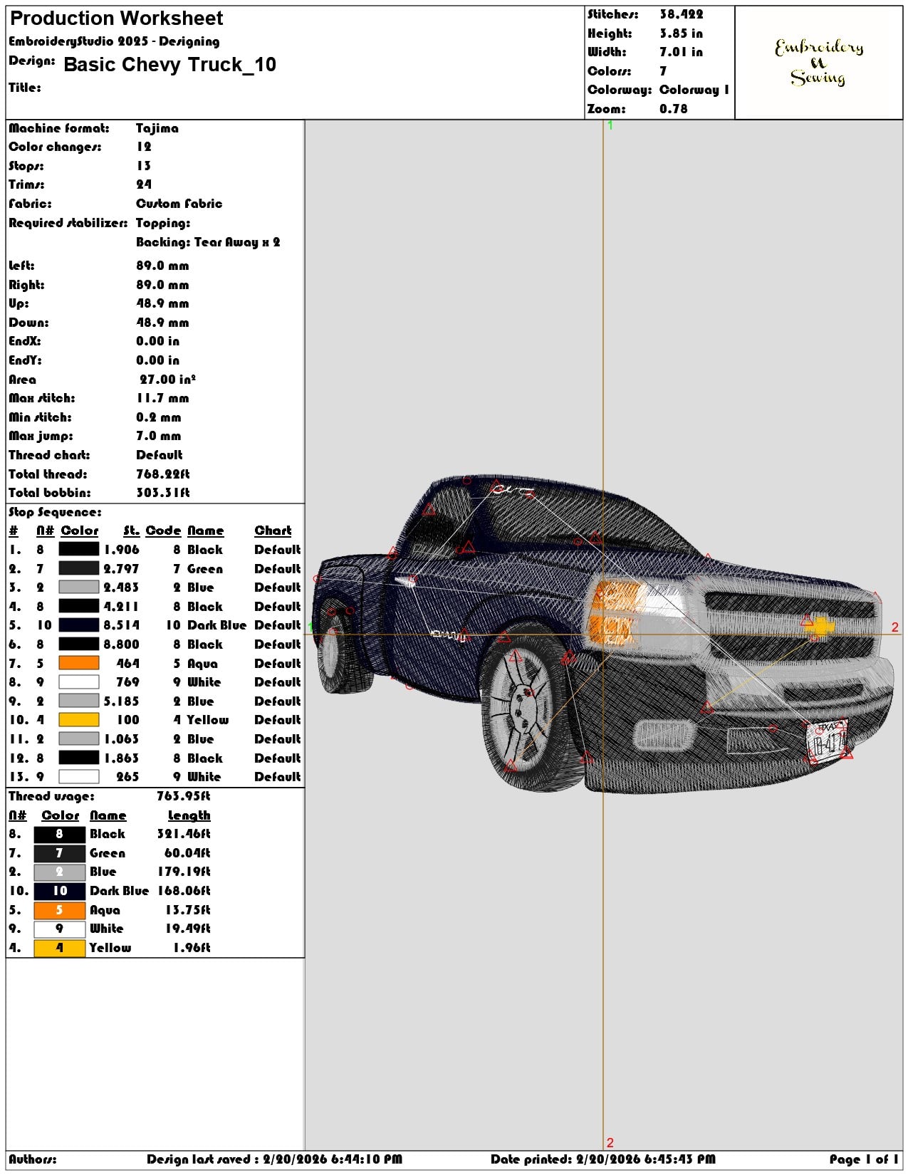 Basic Chevy Truck   - Elegant embroidery design file - instant download — view 3