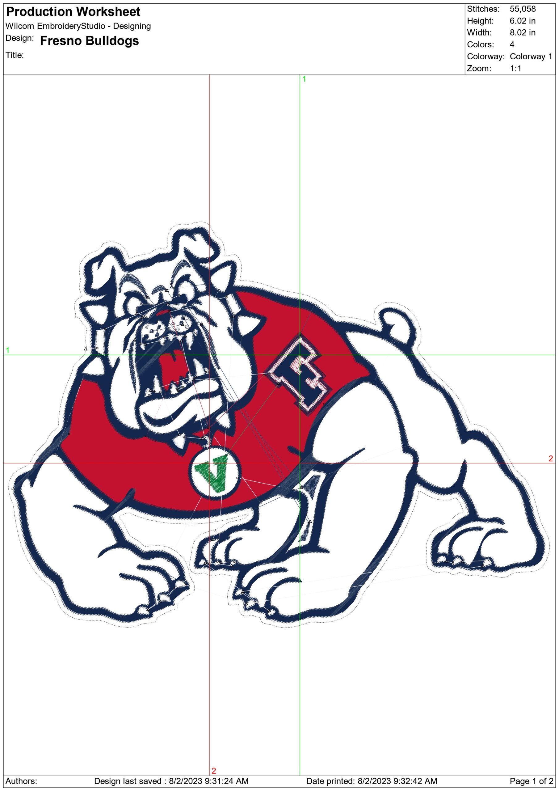 Fresno Bulldogs embroidery design - Fresno State University embroidery machine pattern embroidery file - instant download in a frame — view 2