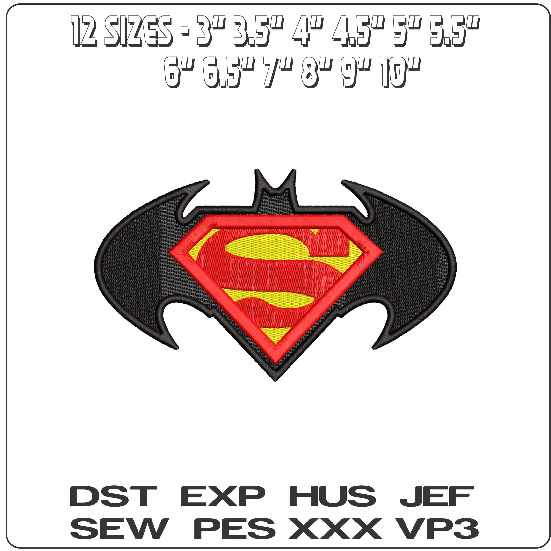 Batman Superman Logo DC Comic   - Elegant embroidery design file - instant download — view 2