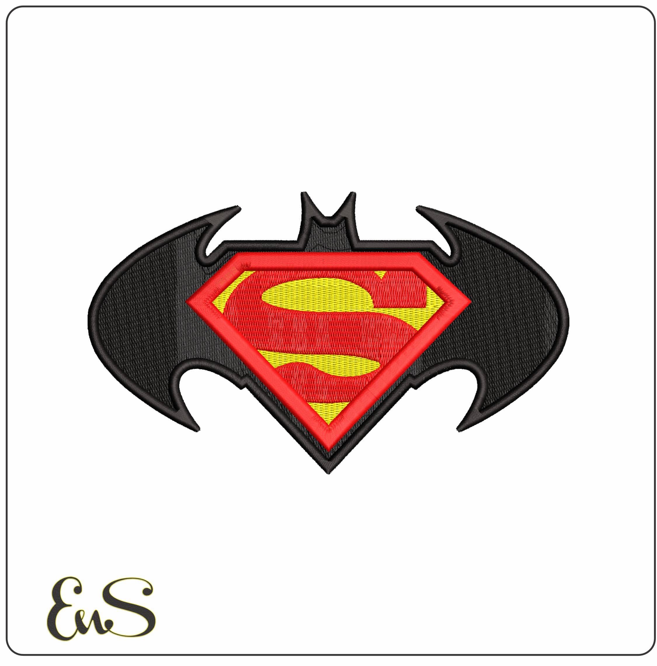 Batman Superman Logo DC Comic   - Elegant embroidery design file - instant download