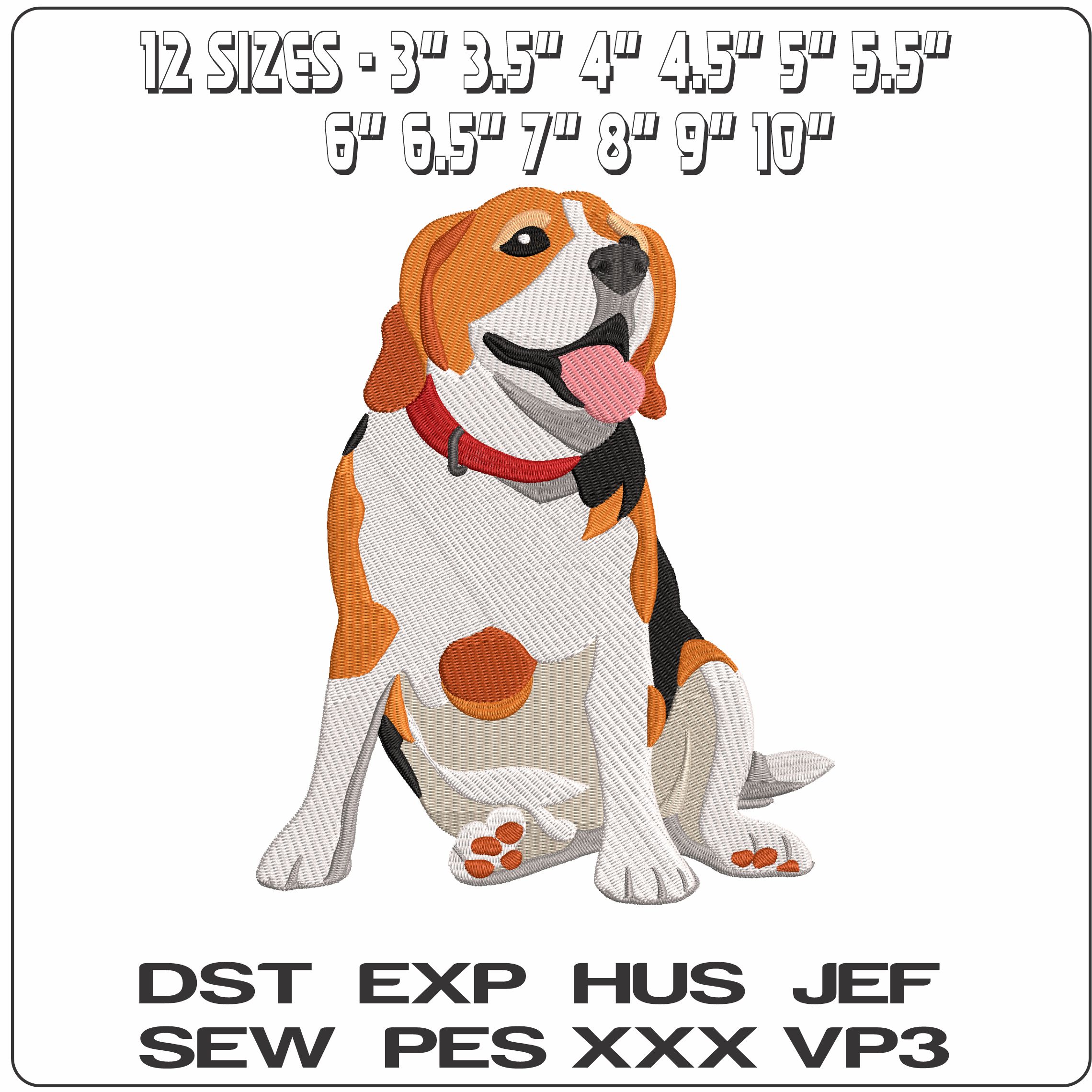 Beagle Dog Sitting Down    - Elegant embroidery design file - instant download — view 2